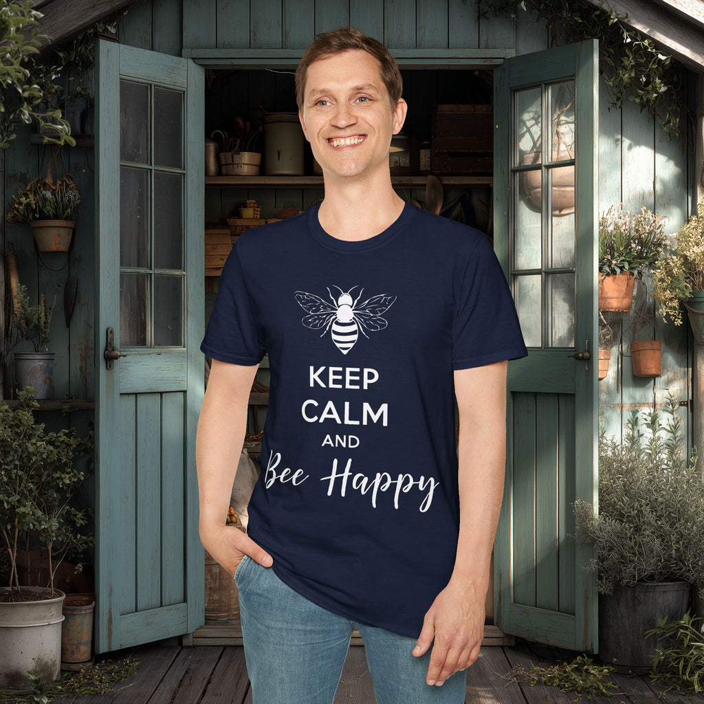 Keep Calm and Bee Happy Motivational T-Shirt