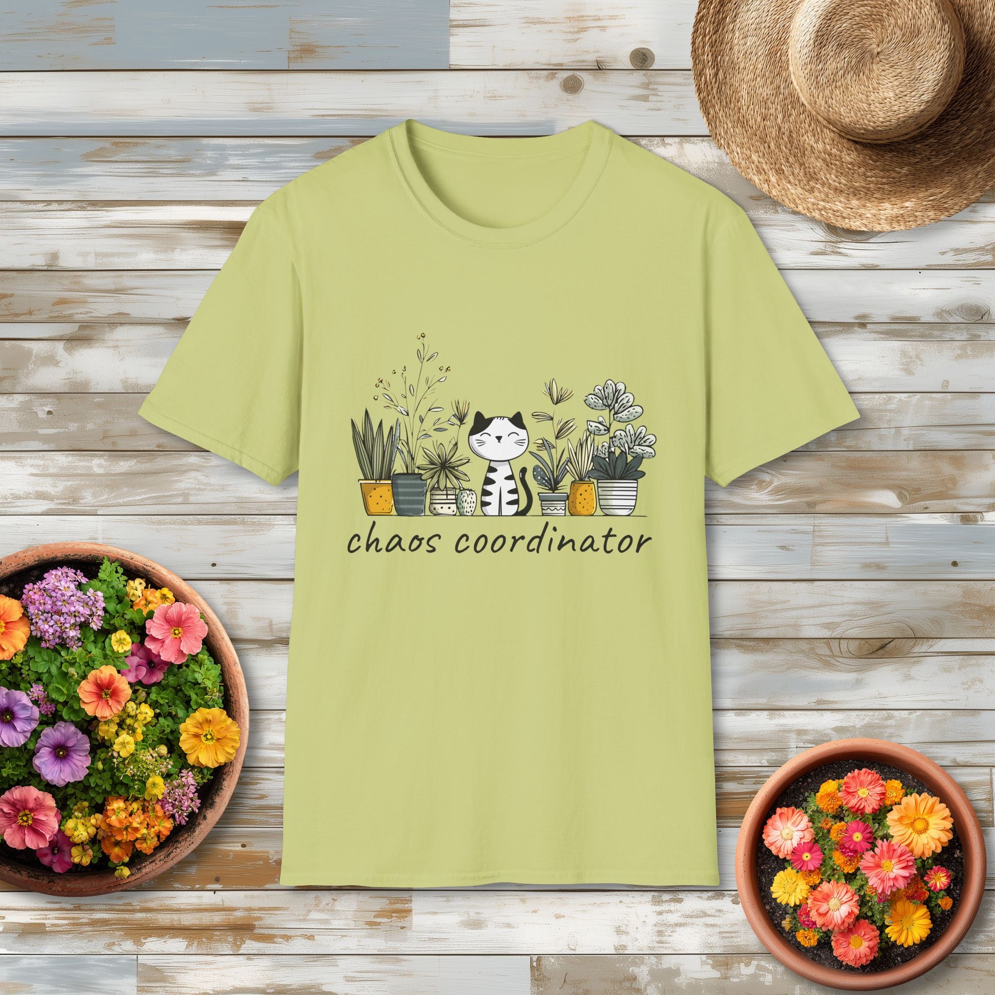 Cat Chaos Coordinator and Plant Lover T-Shirt