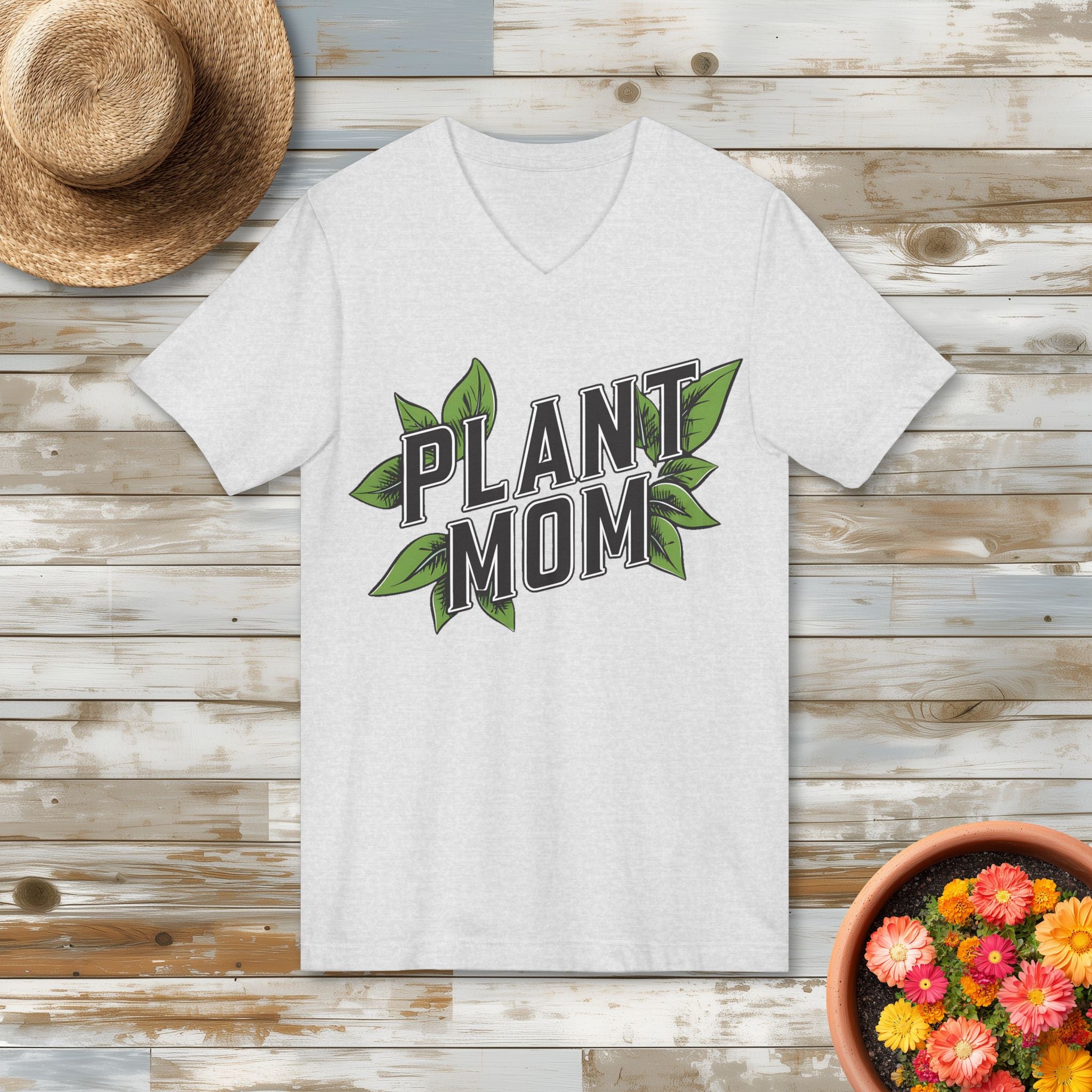 Plant Mom Varsity Shirt for Gardeners  V-Neck T-Shirt