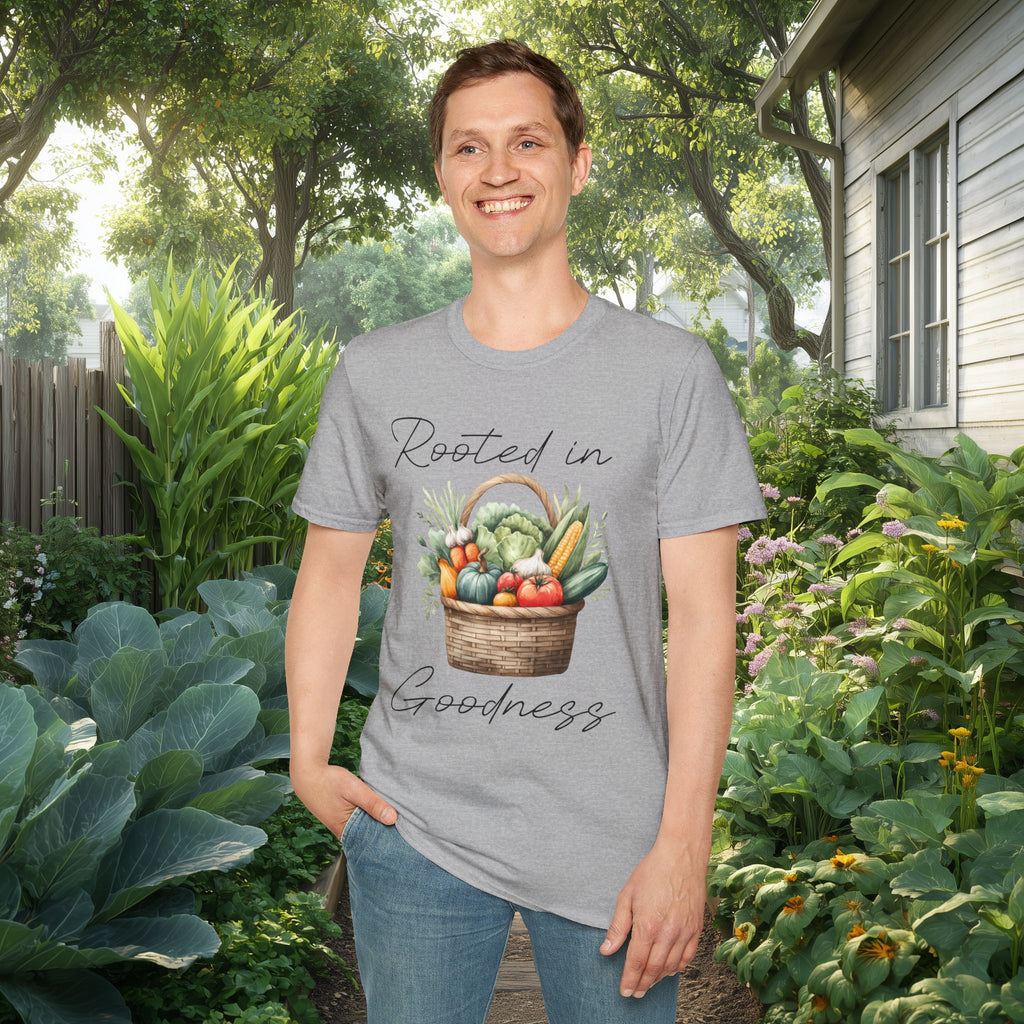 Rooted in Goodness T-Shirt for Gardeners, Nature Lovers, Yoga Enthusiasts