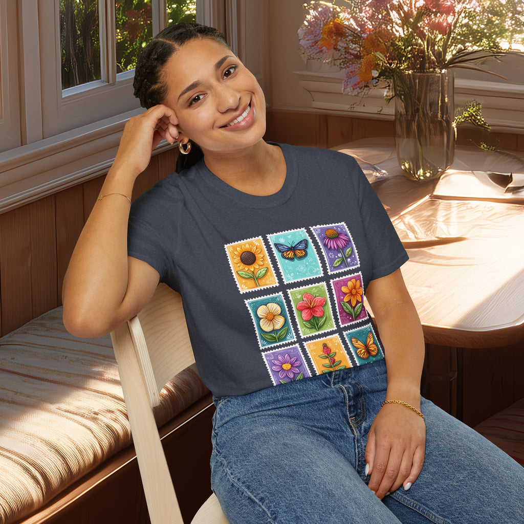 Whimsical 3x3 Floral & Butterfly Stamp Collection T-Shirt