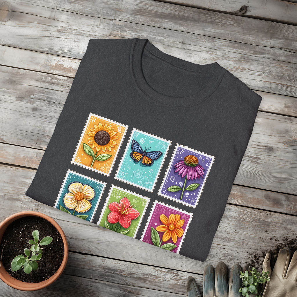 Whimsical 3x3 Floral & Butterfly Stamp Collection T-Shirt