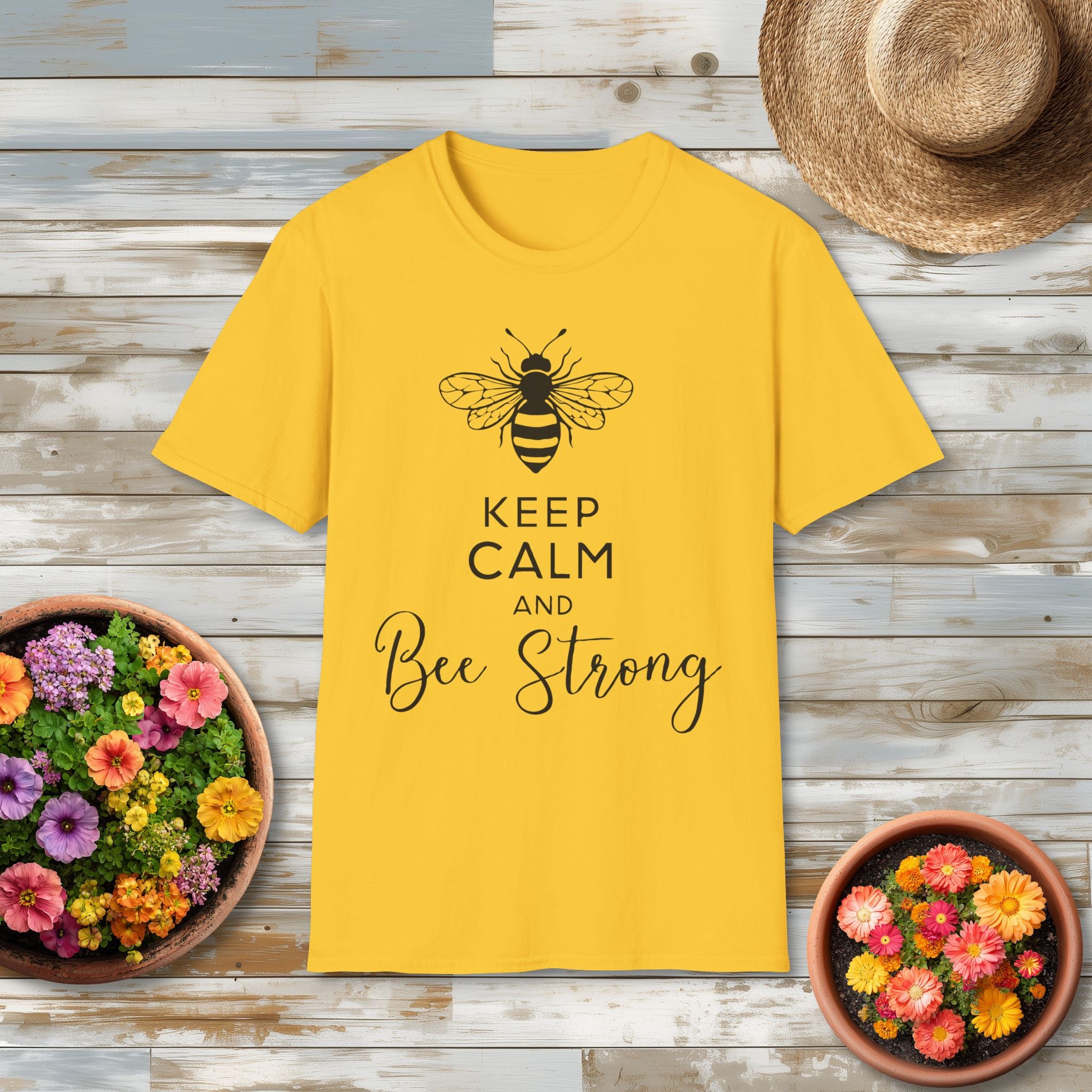 Keep Calm and Bee Strong Motivational T-Shirt