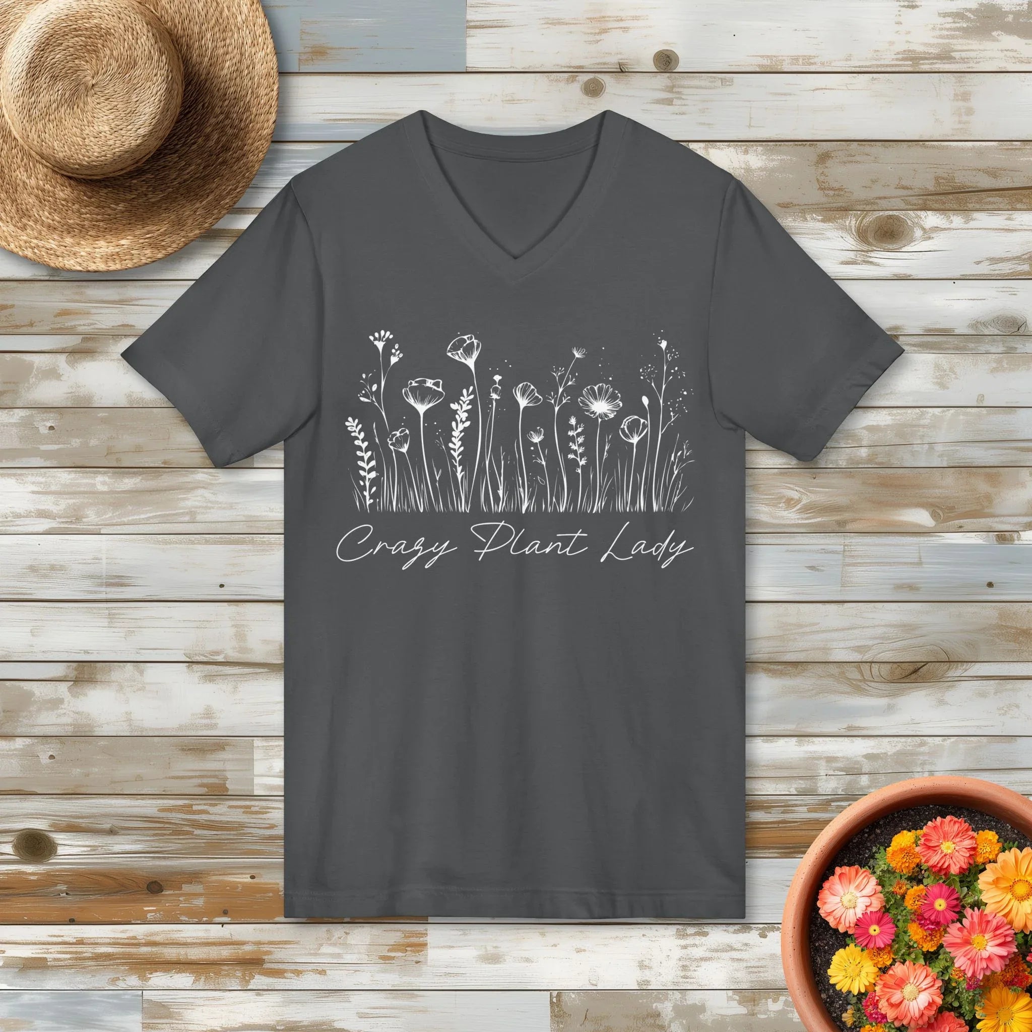 Wildflower Crazy Plant Lady V-Neck T-Shirt