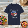 Blooming Strong T-Shirt – Patriotic Daisy Floral Design