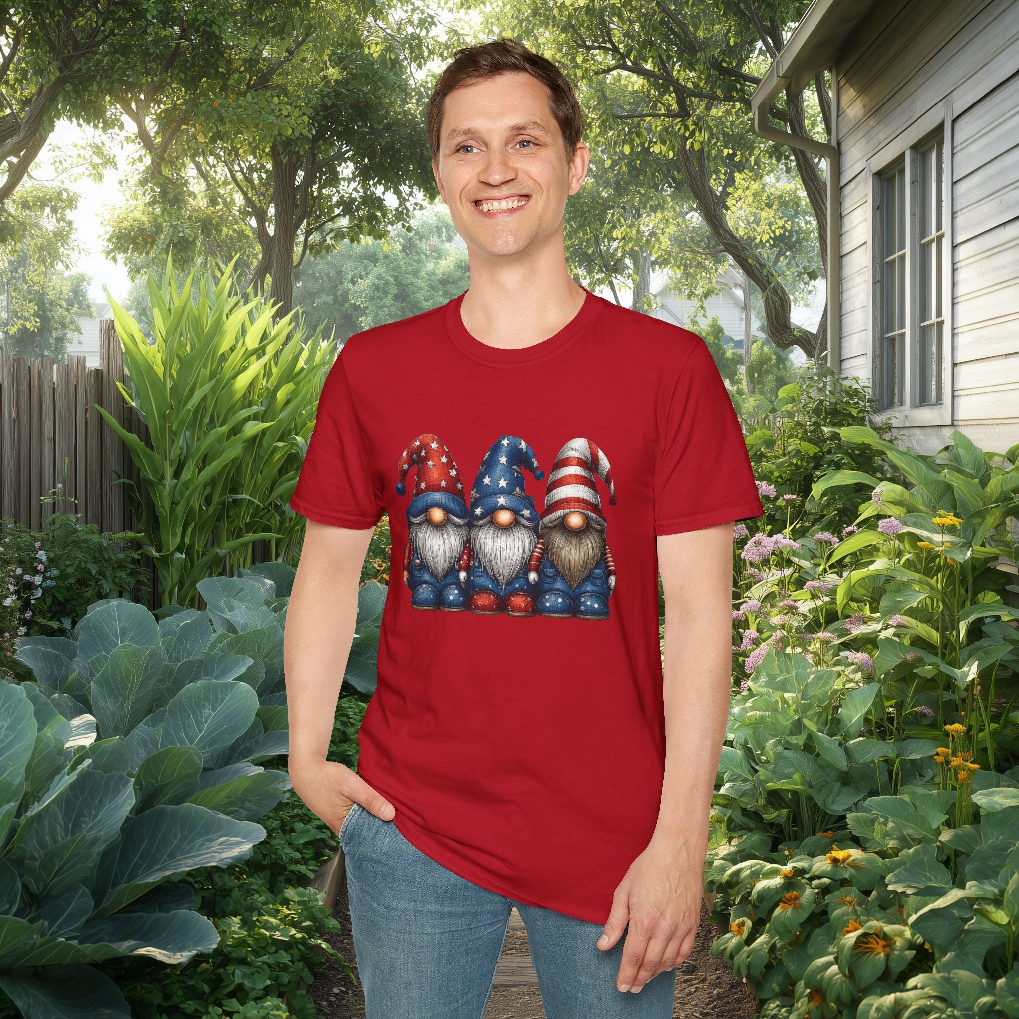 Patriotic Garden Gnomes Fourth of July T-Shirt