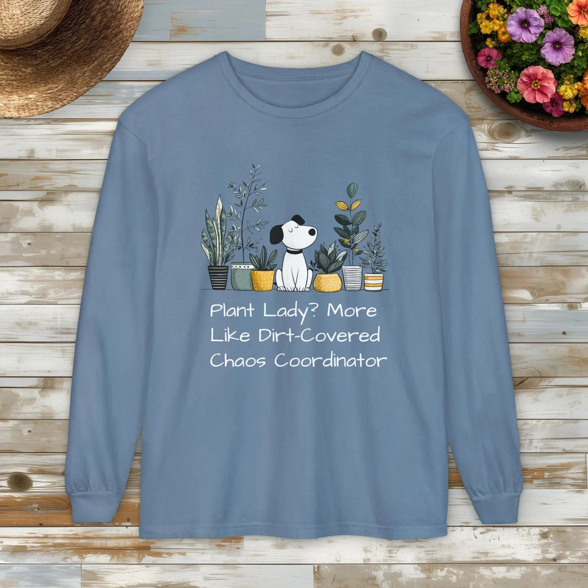 Plant Lady Chaos Coordinator - Dog & Plants Long Sleeve Tee