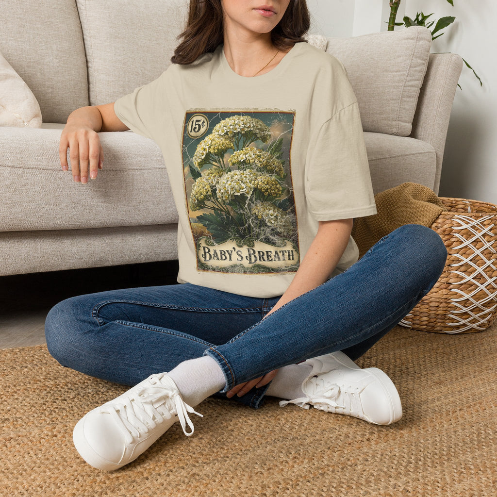 Baby's Breath Seed Packet Vintage Floral T-Shirt for Gardeners