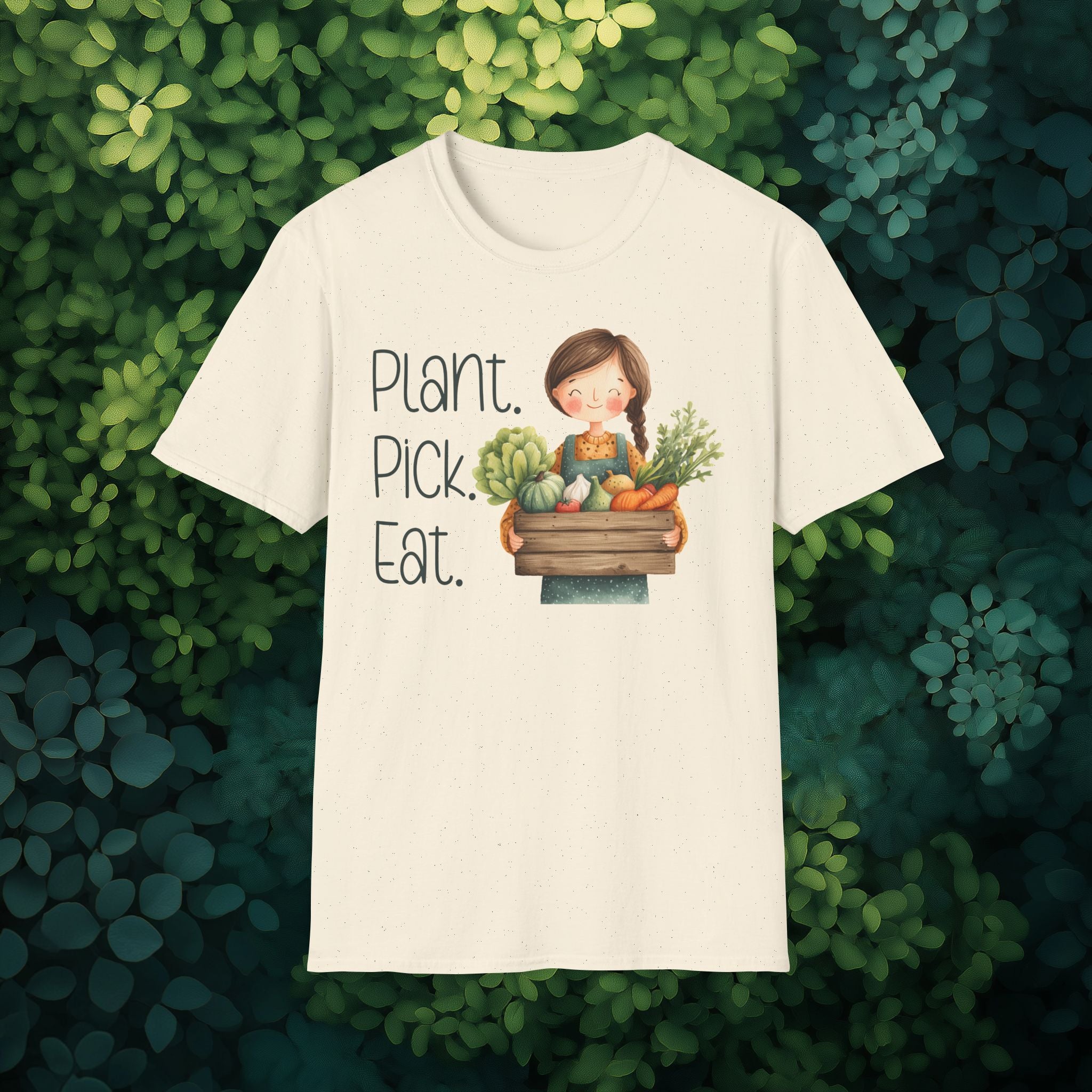 Plant Pick Eat, Cartoon Gardener T-Shirt