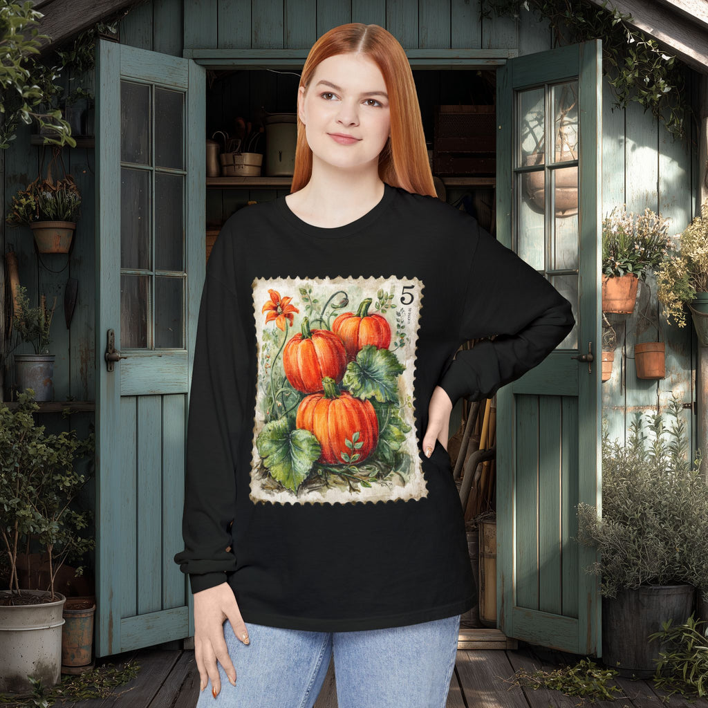 Pumpkin Trio Stamp Long Sleeve Tee