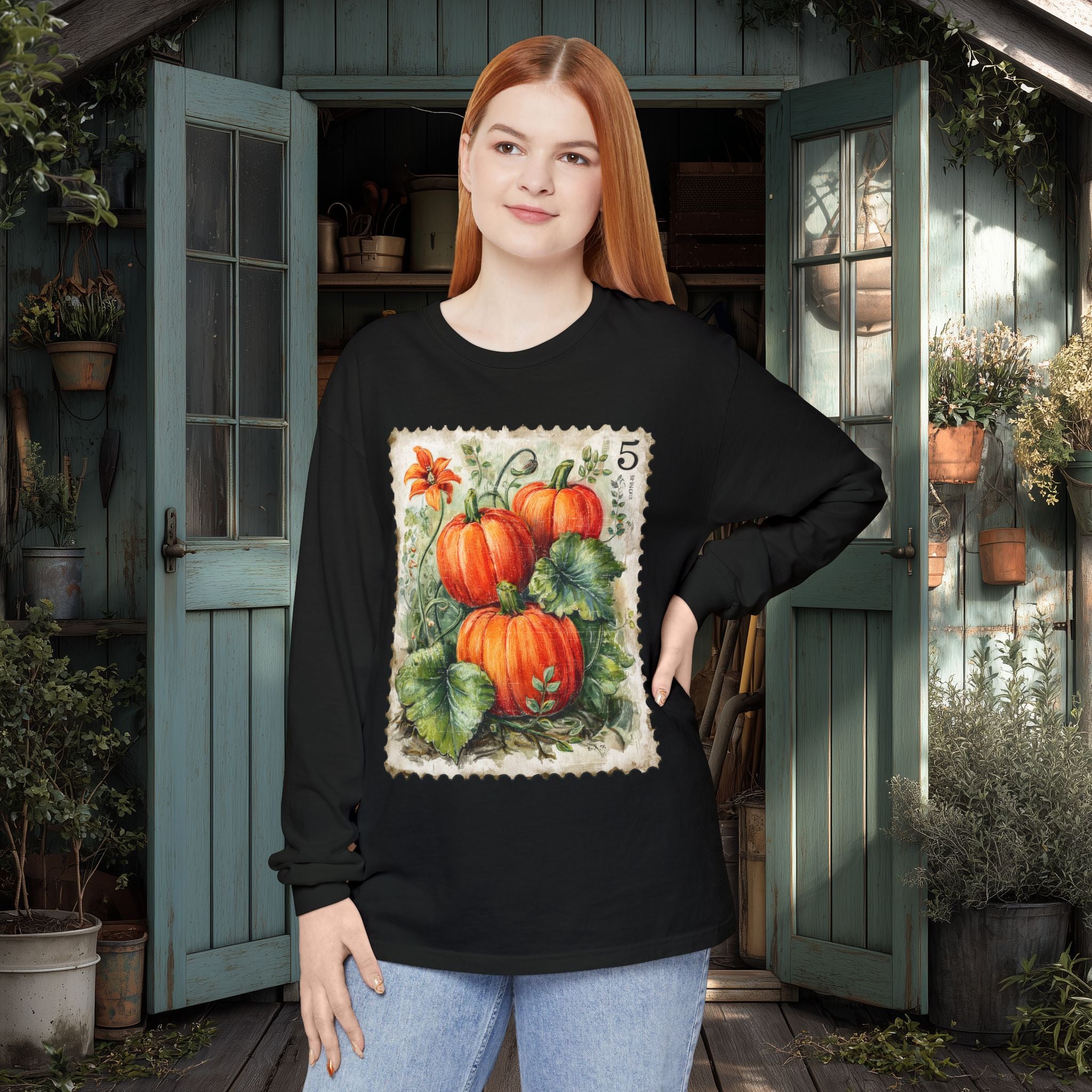 Pumpkin Trio Stamp Long Sleeve Tee