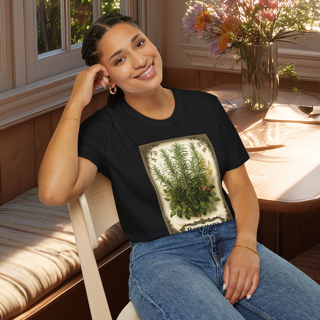 Retro Rosemary Herb Seed Packet Unisex T-Shirt for Gardeners, Nature Lovers, Summer Casual Wear