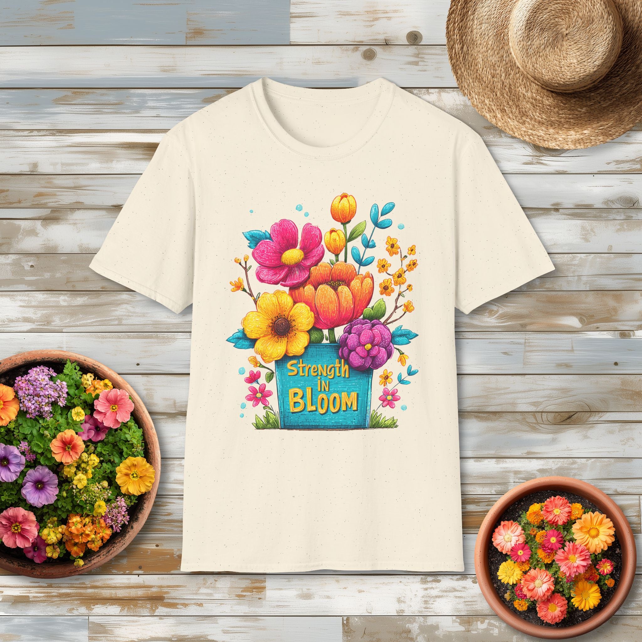Strength in Bloom Pop Art Flower T-Shirt