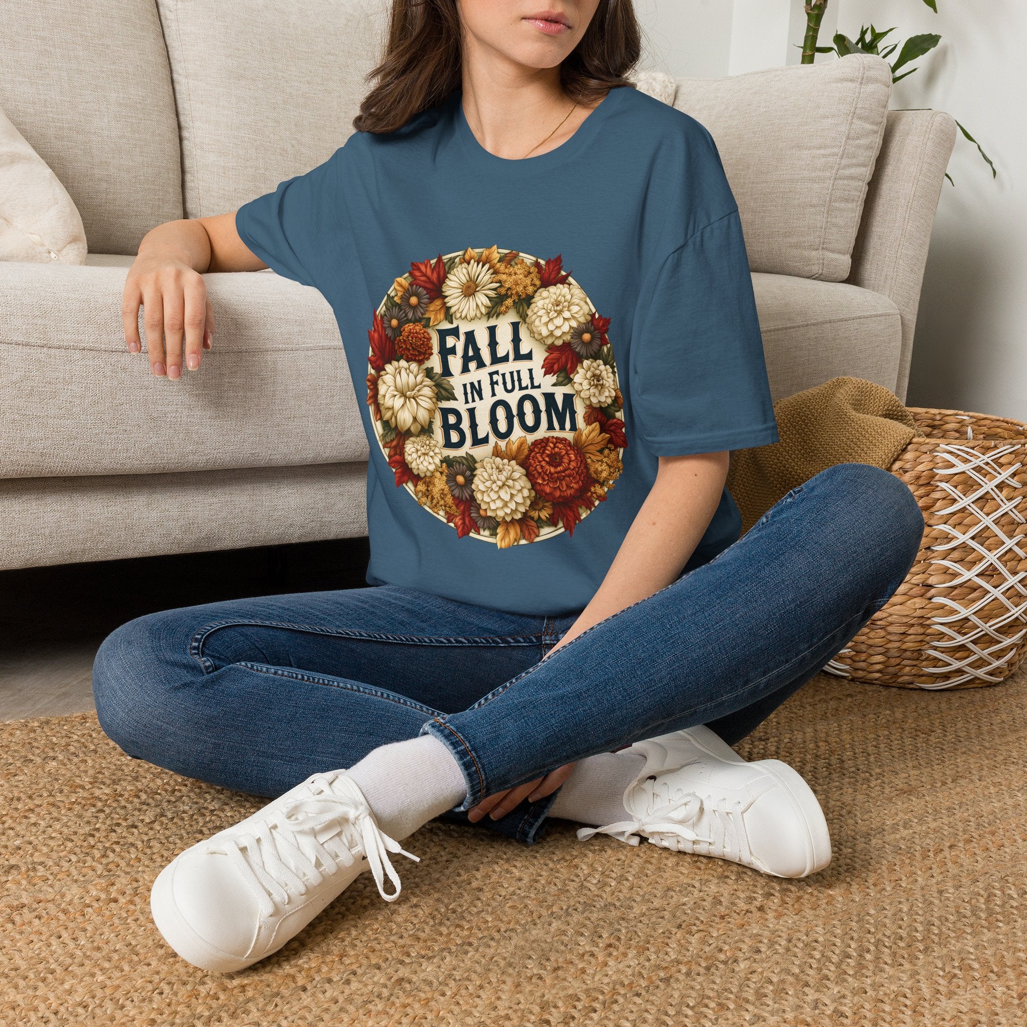 Fall in Full Bloom Floral T-Shirt – Colorful Autumn Garden Tee