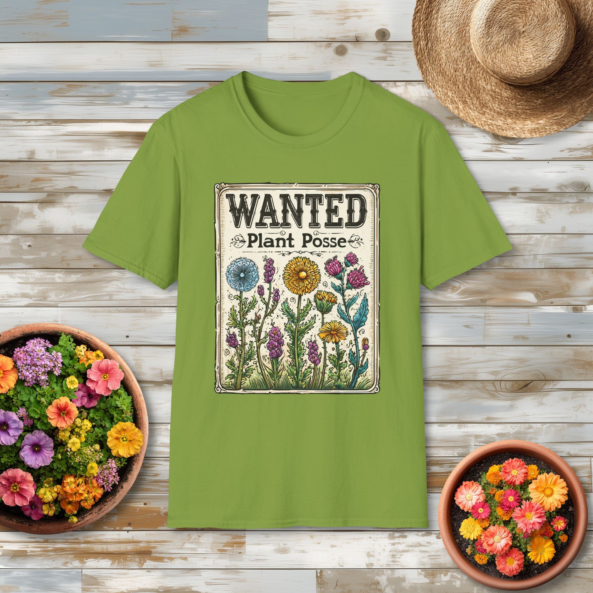 Plant Posse Wanted Poster T-Shirt – Funny Gardening Design