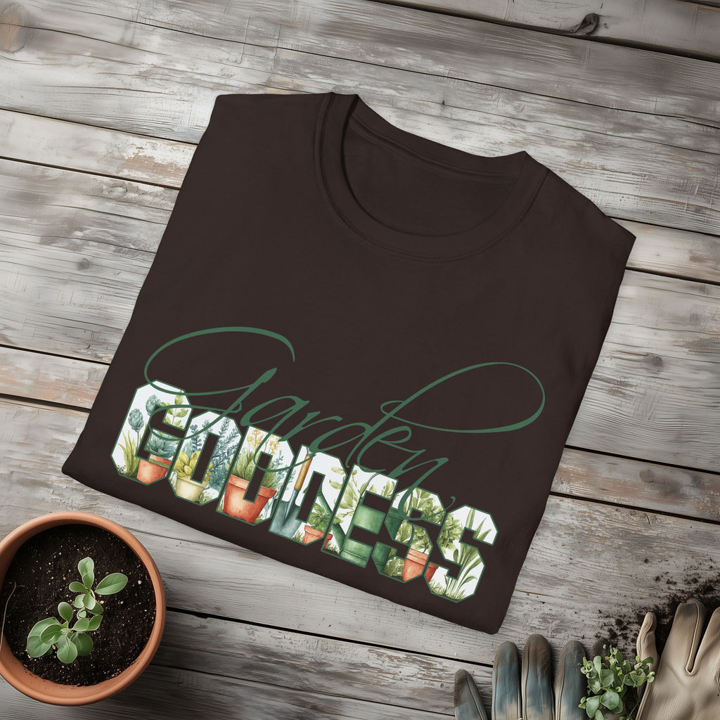 Artistic Garden Goddess T-Shirt for Plant Lovers and Gardeners