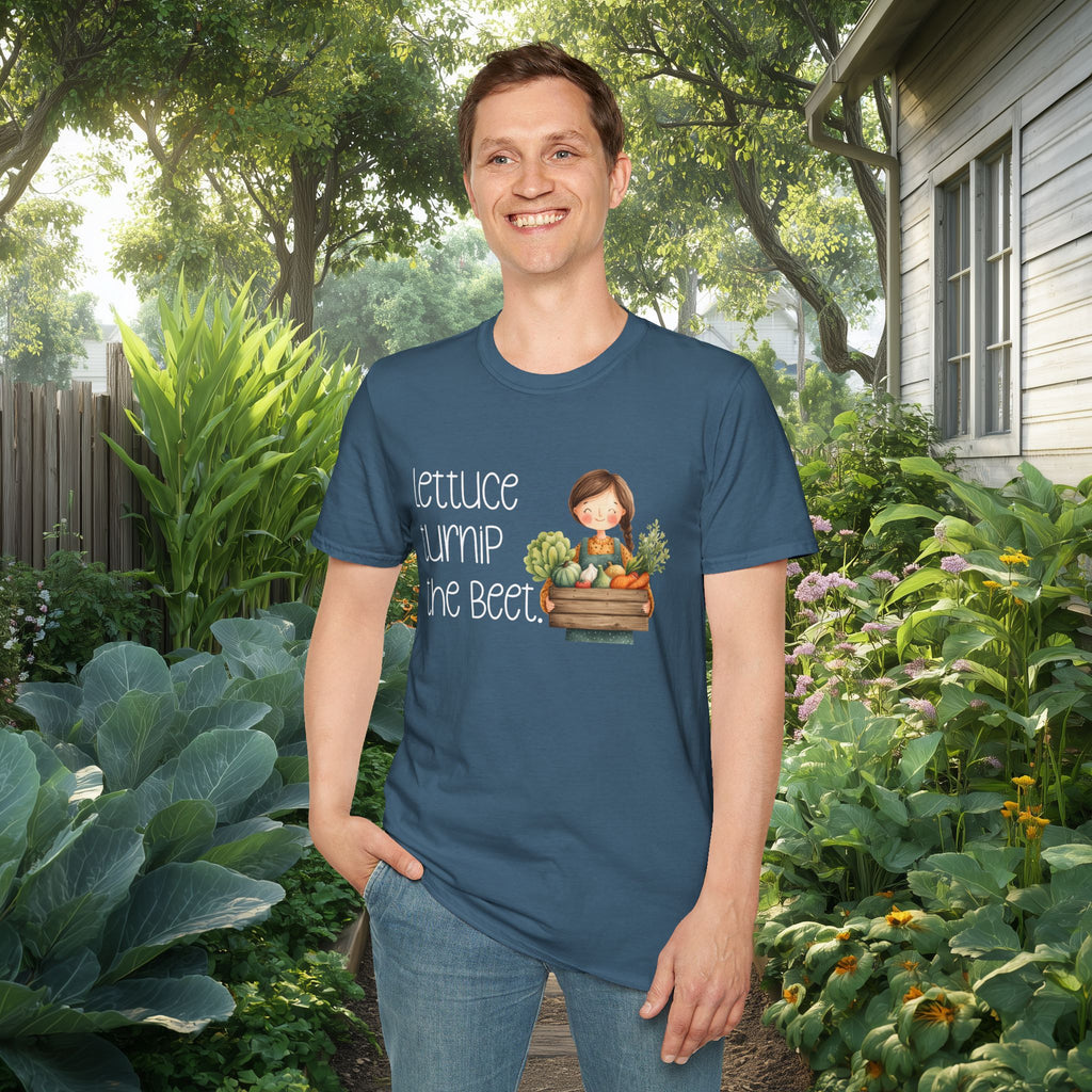 Lettuce Turnip the Beet, Cartoon Gardener T-Shirt