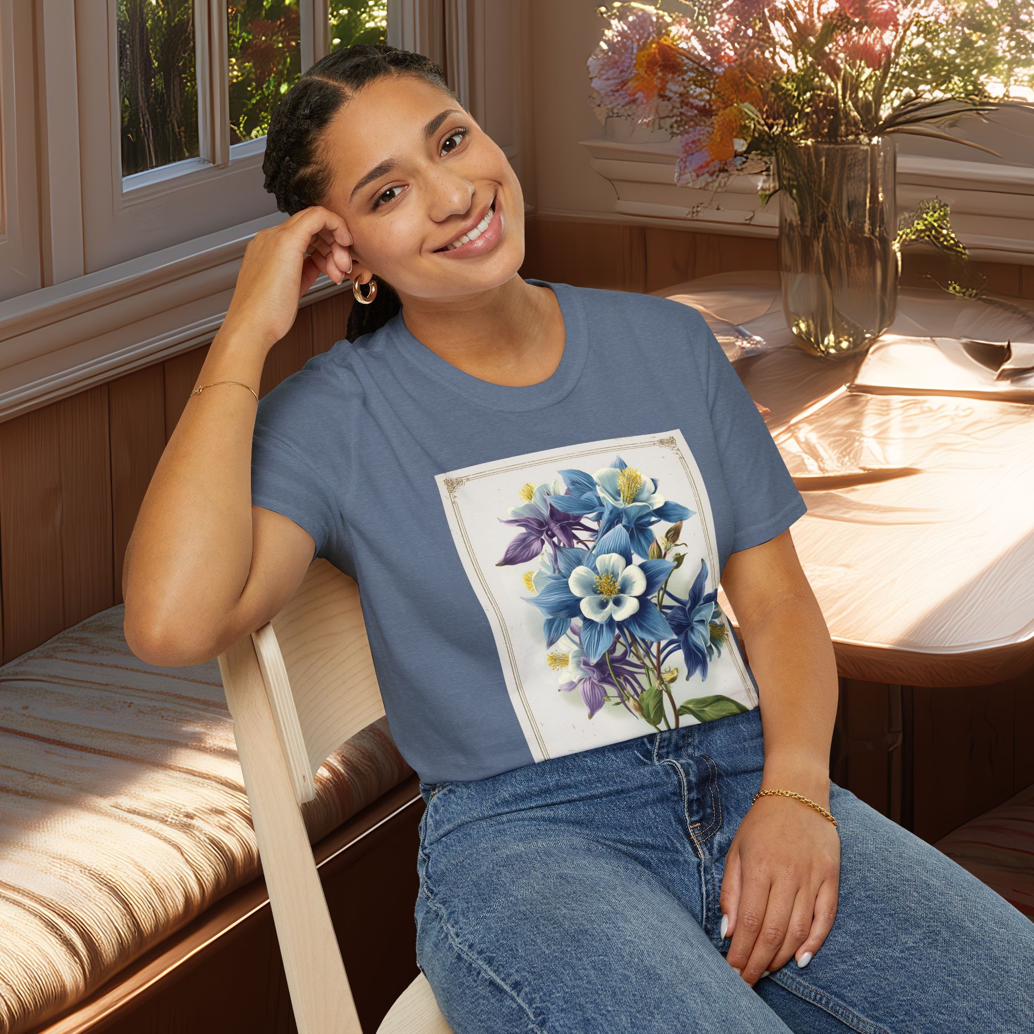 Vintage Columbine Seed Packet Unisex T-Shirt for Gardeners, Nature Lovers, Summer Casual Wear
