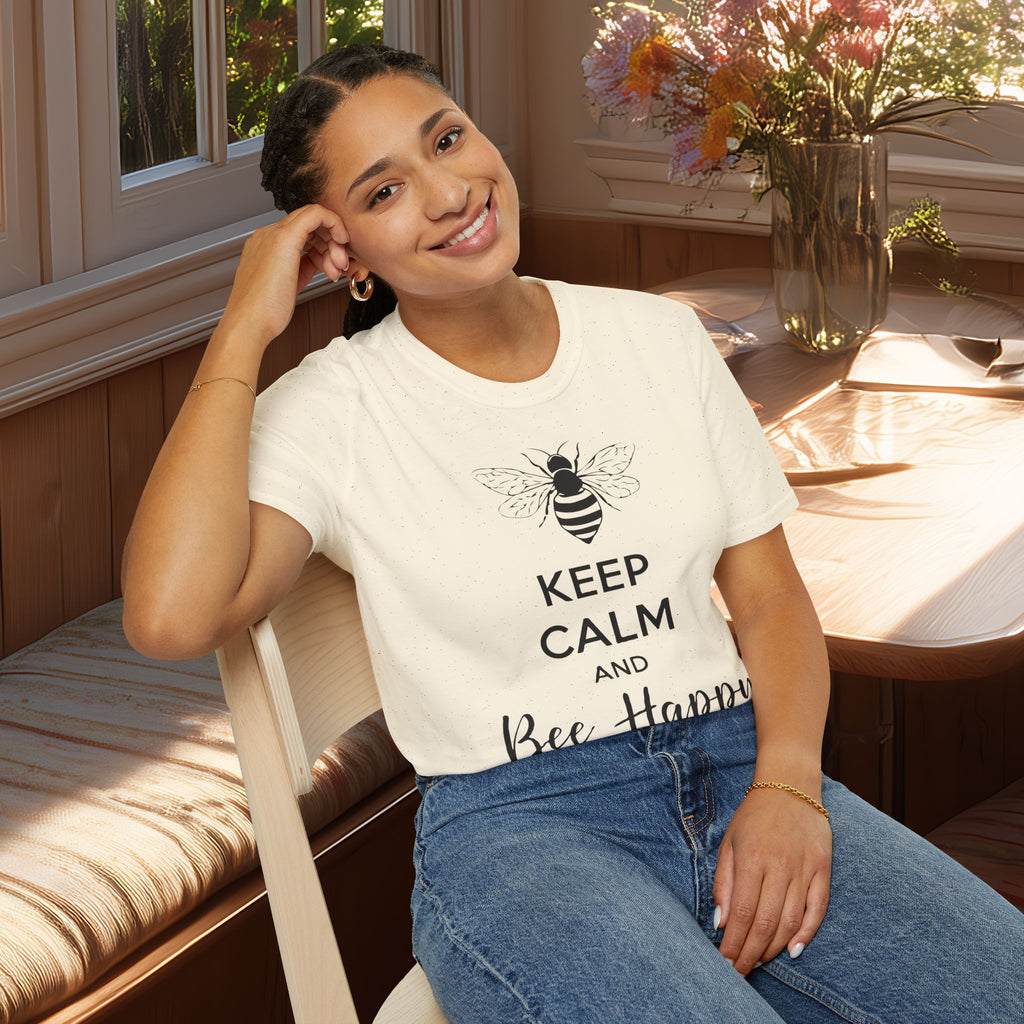 Keep Calm and Bee Happy Motivational T-Shirt