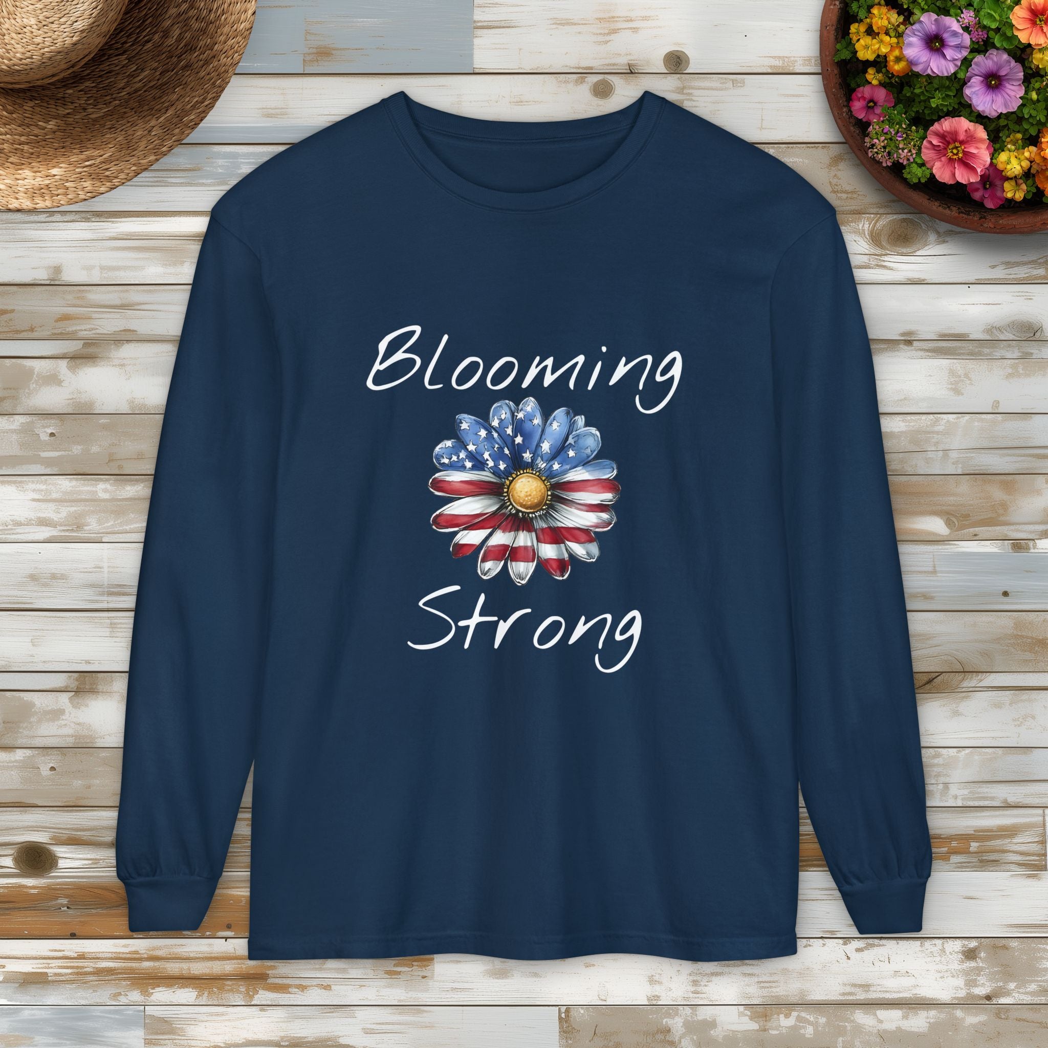 Blooming Strong Patriotic Long Sleeve Tee