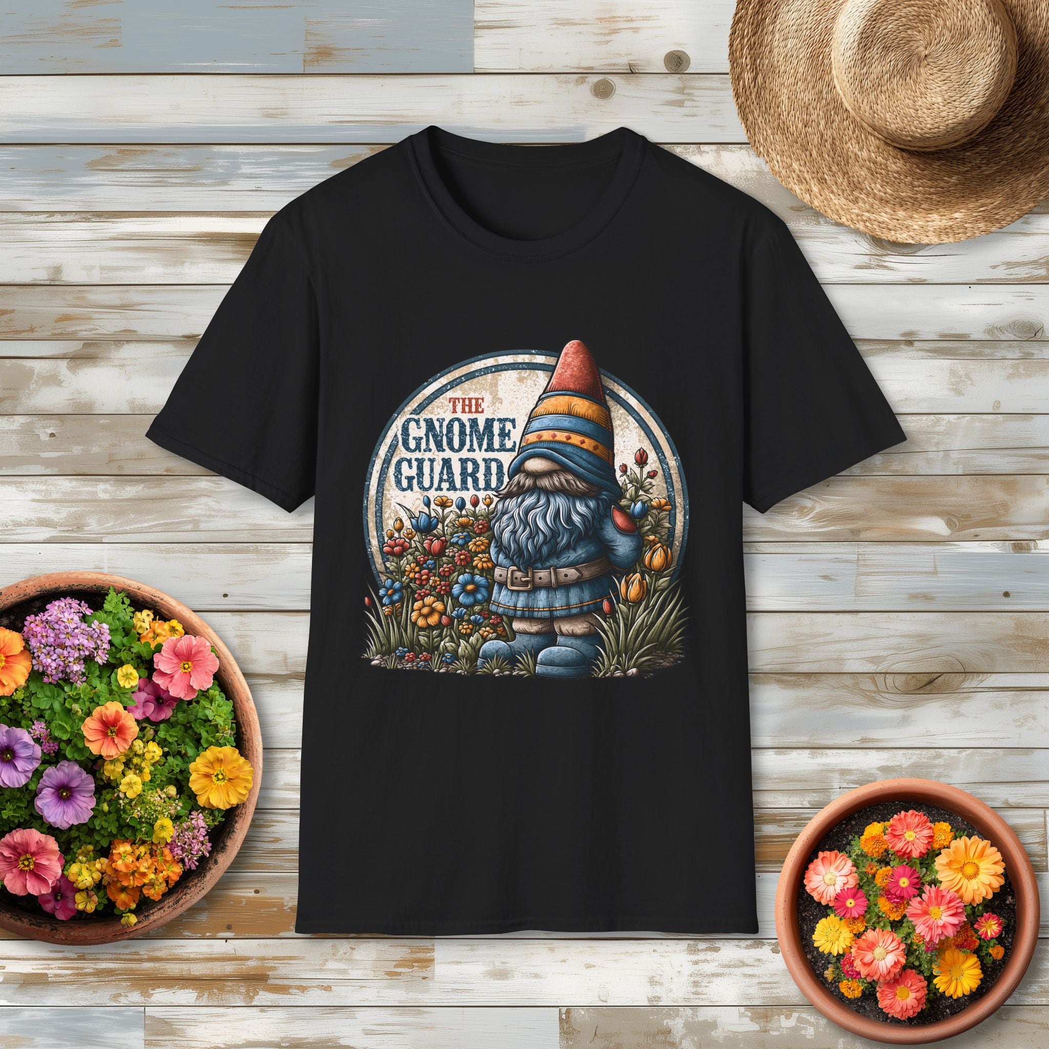 Retro Garden Gnome Guard Emblem T-shirt