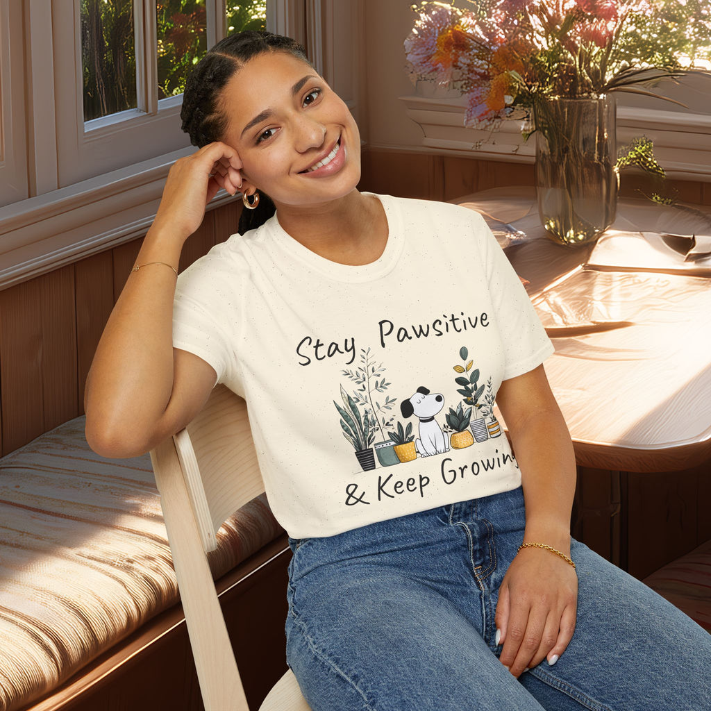 Stay Pawsitive & Keep Growing Dog and Plants T-Shirt