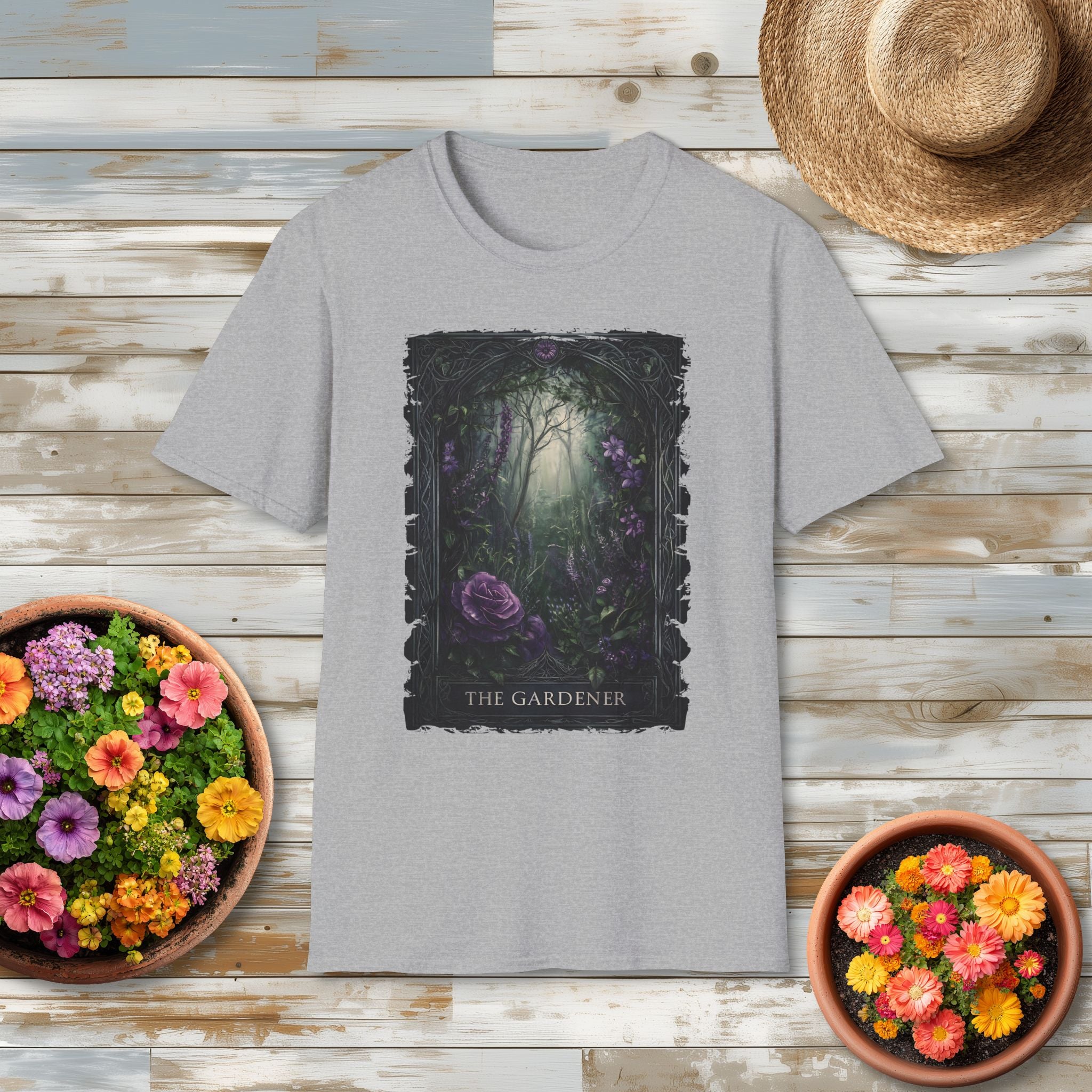 Moody Floral Gothic Gardener Tarot Card T-Shirt