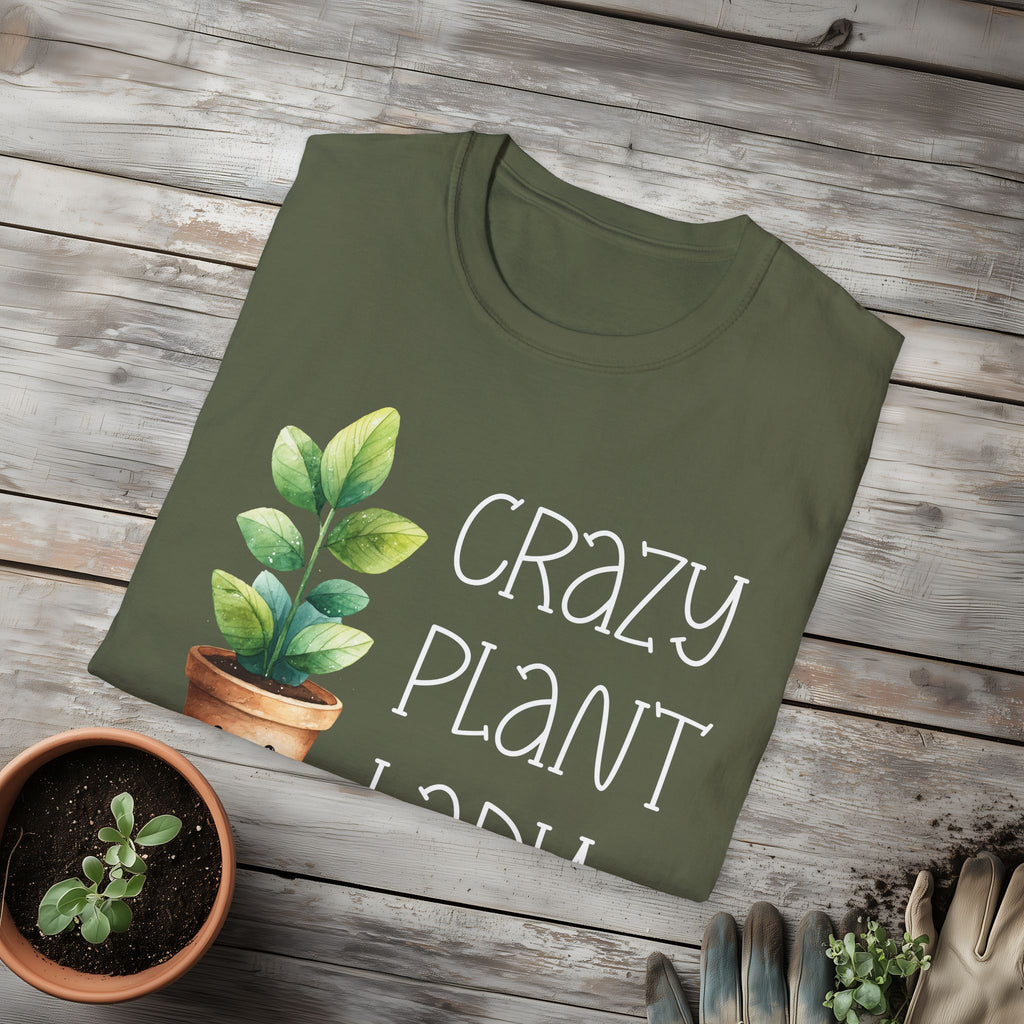 Crazy Plant Lady, Cartoon Houseplant T-Shirt