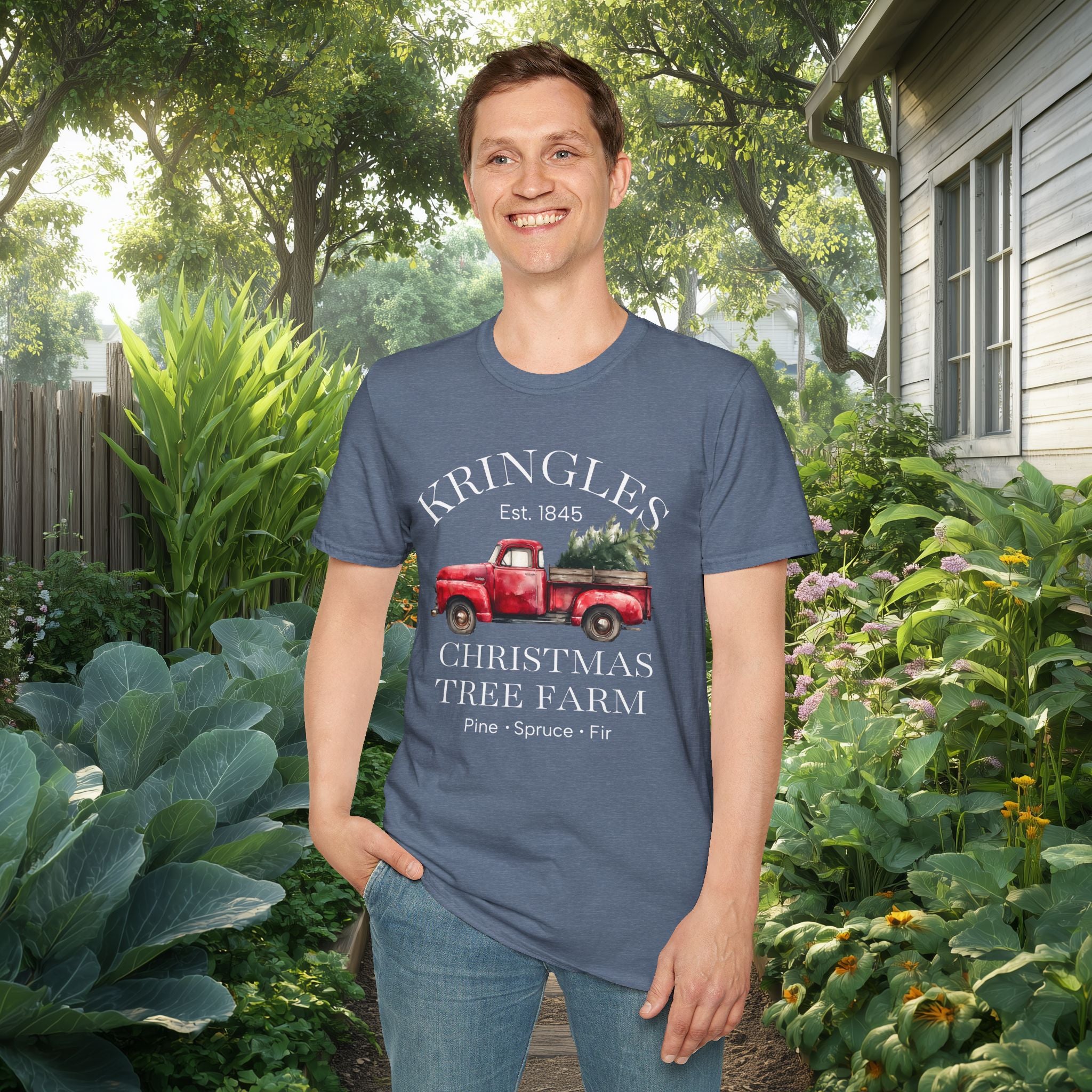 Kringles Christmas Tree Farm Tee with Vintage Farm Style