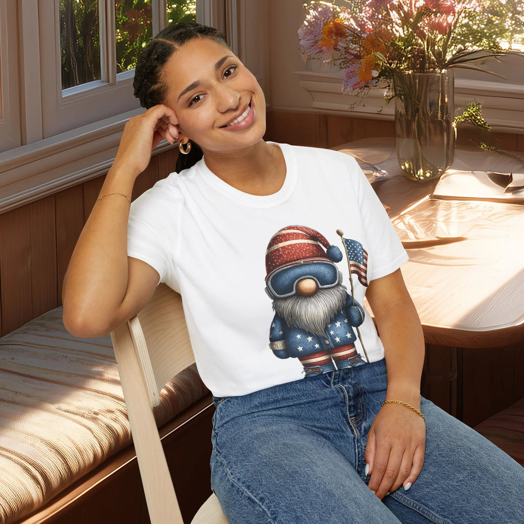 Patriotic Winter Sports Garden Gnome T-Shirt