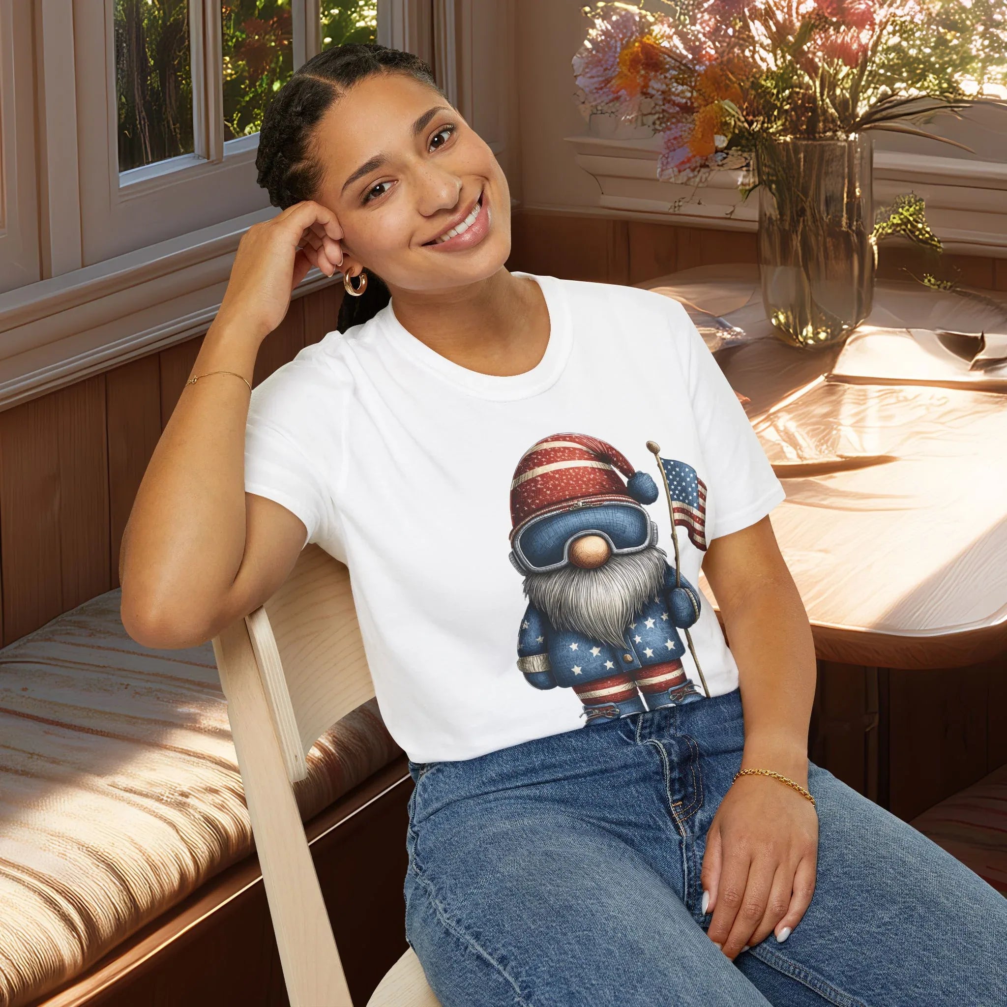 Patriotic Winter Sports Garden Gnome T-Shirt