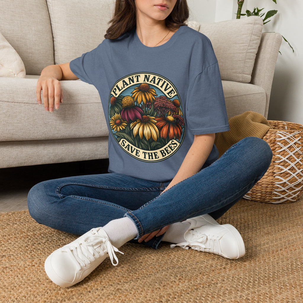 Plant Native Save the Bees T-Shirt – Retro Wildflower Pollinator Tee