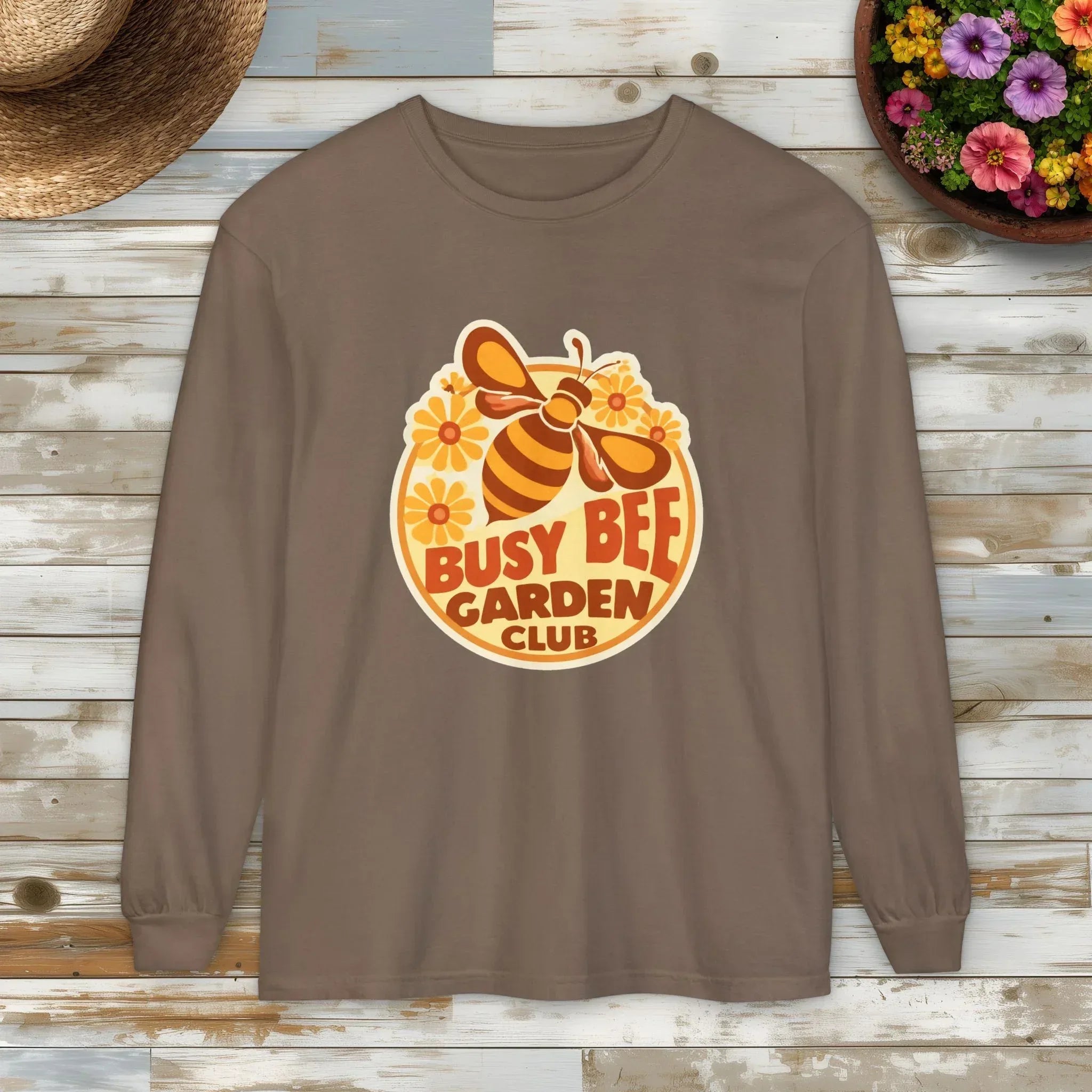 Busy Bee Garden Club Long Sleeve Tee – Retro 60s Bee Shirt
