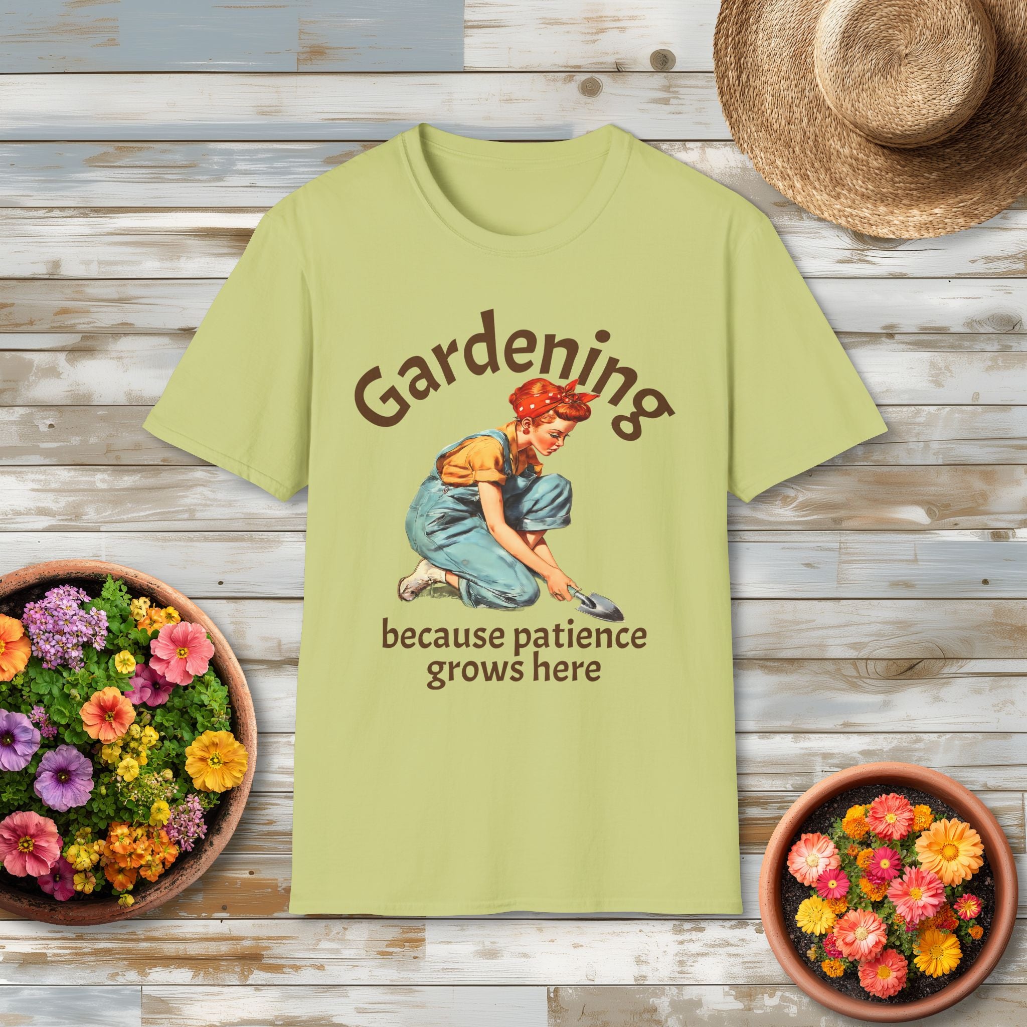 Nostalgic Gardening T-Shirt - Because Patience Grows Here