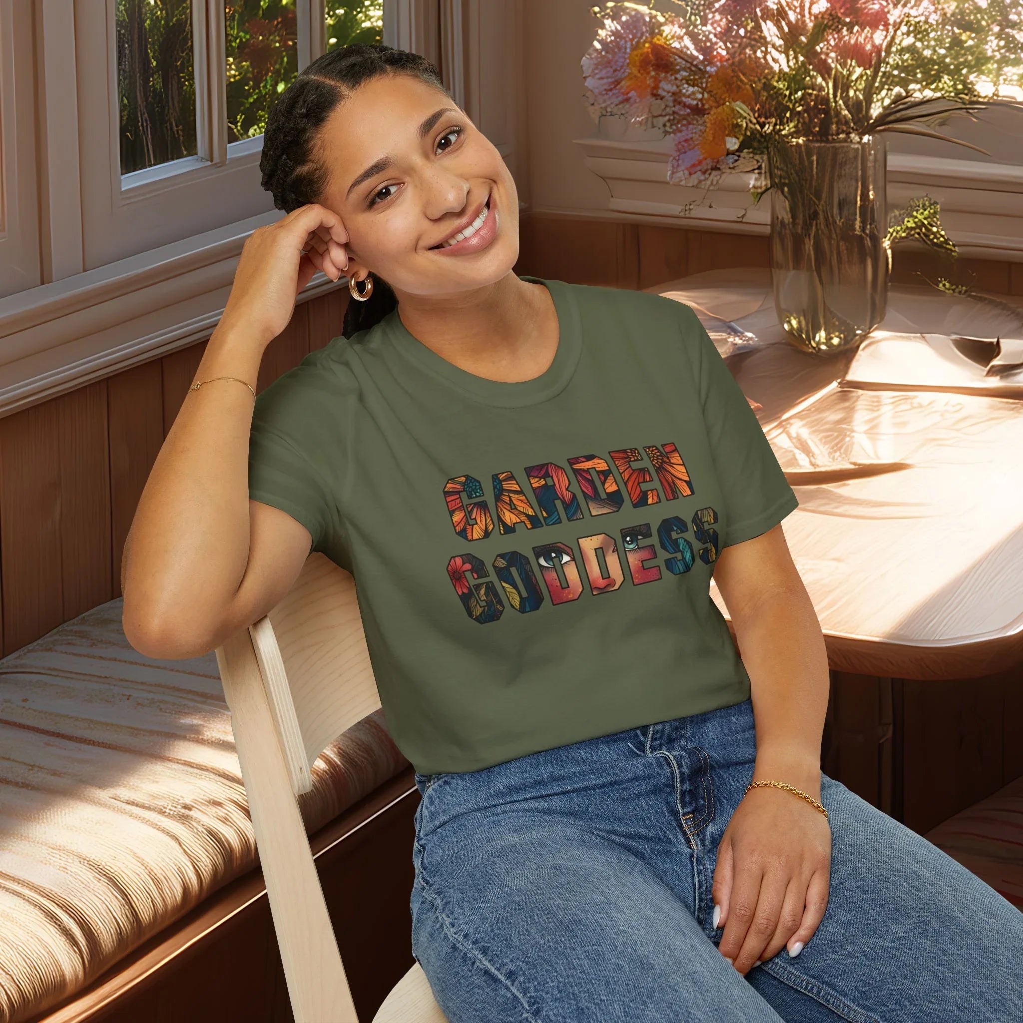 Boho Garden Goddess T-Shirt for  Nature Lovers