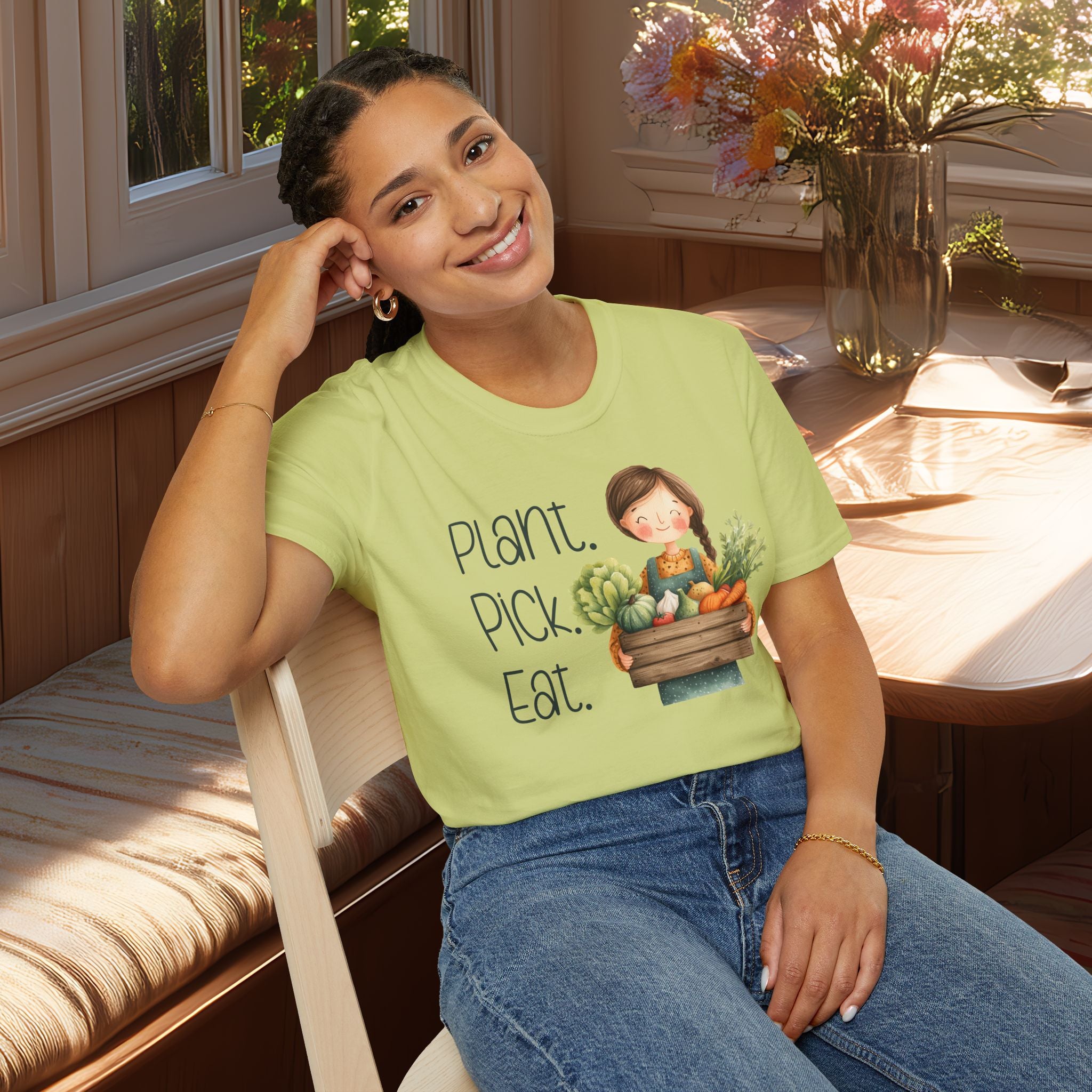 Plant Pick Eat, Cartoon Gardener T-Shirt