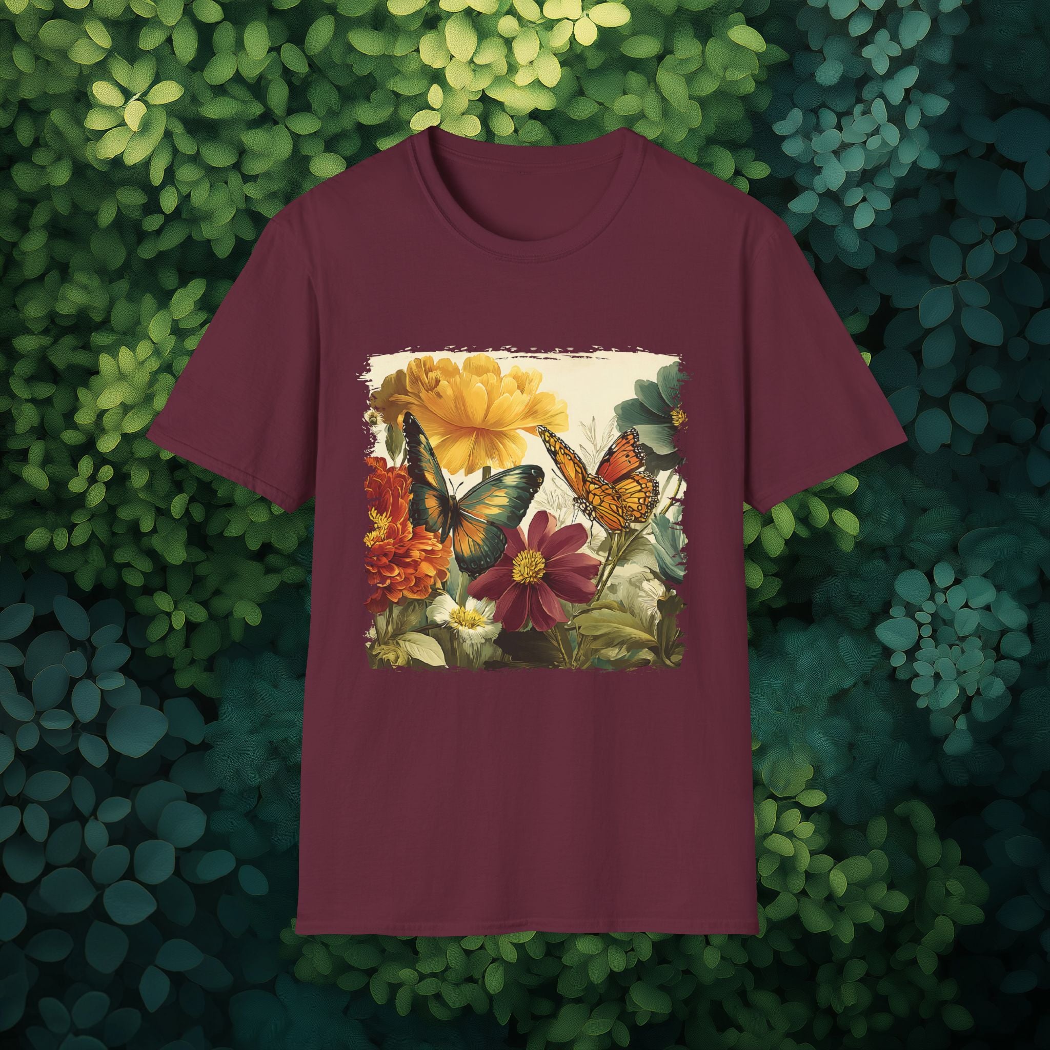 Butterflies & Blooms Retro Garden Flower T-Shirt