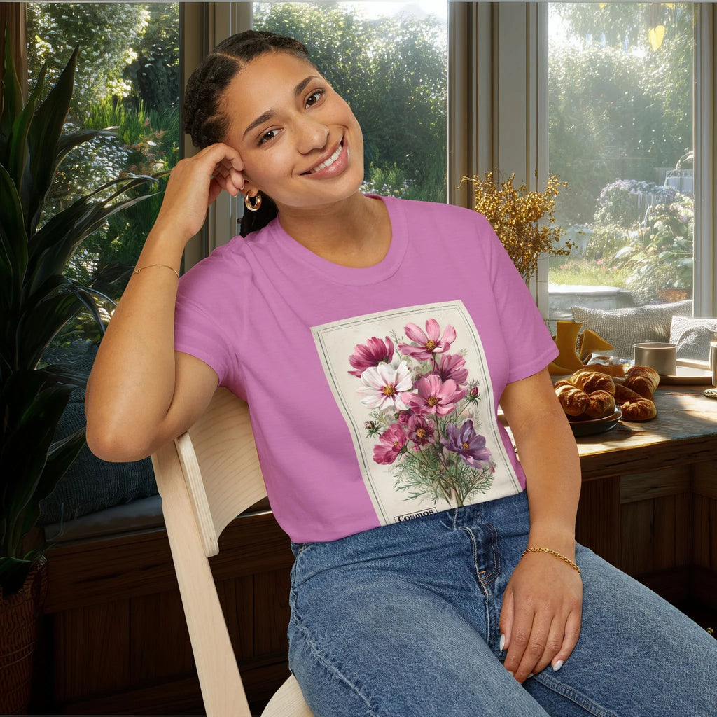 Cosmos Vintage Seed Packet T-Shirt for Gardeners