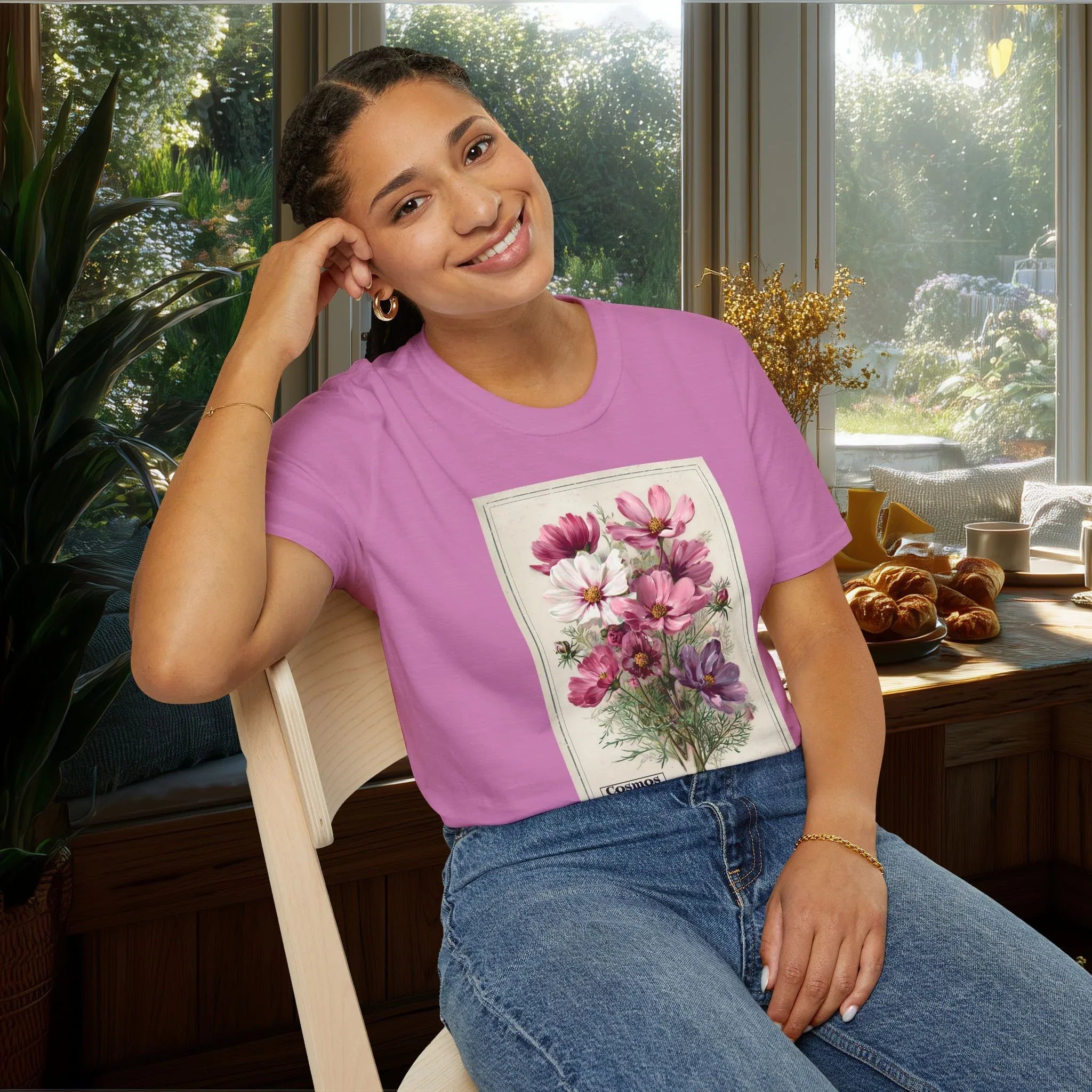 Cosmos Vintage Seed Packet T-Shirt for Gardeners