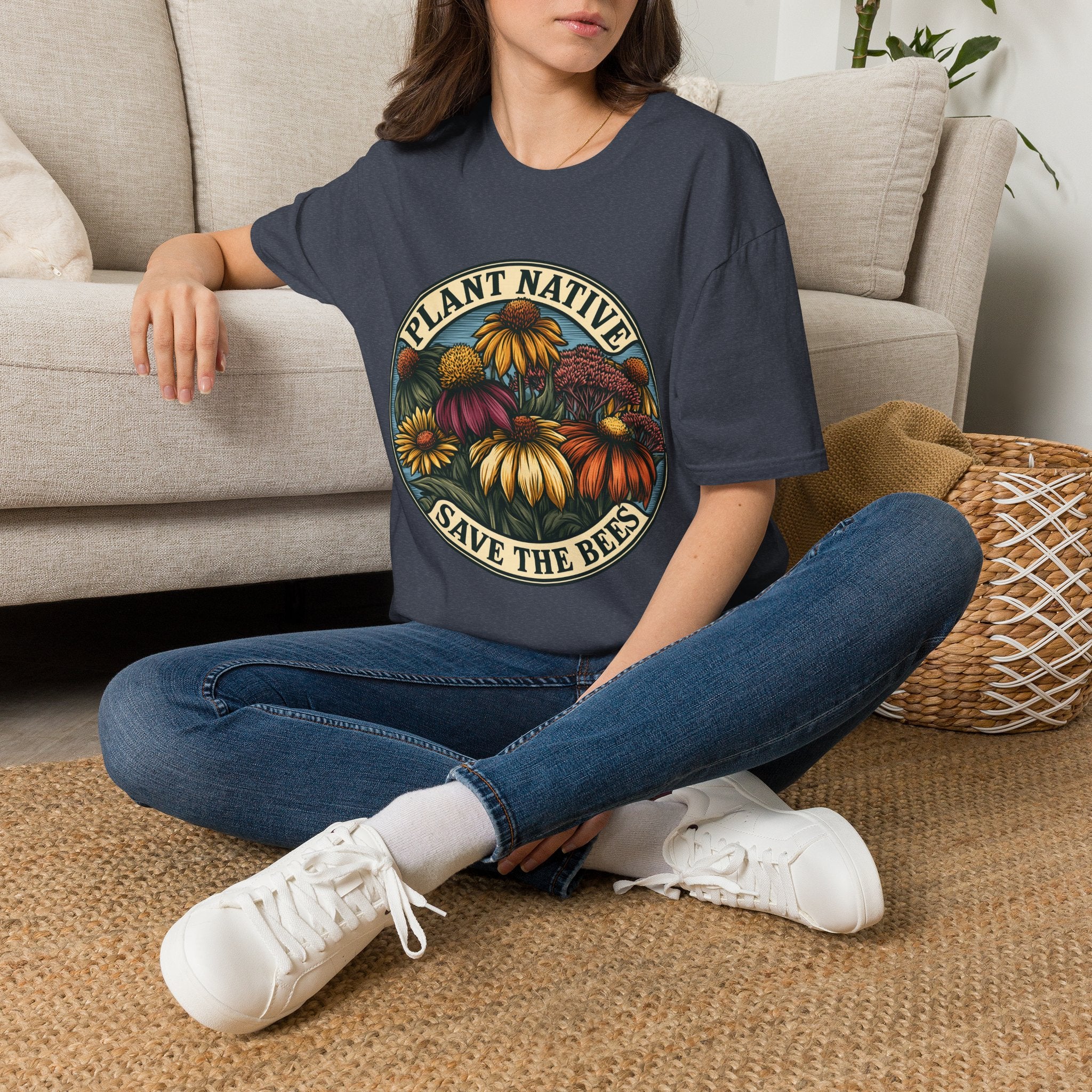 Plant Native Save the Bees T-Shirt – Retro Wildflower Pollinator Tee
