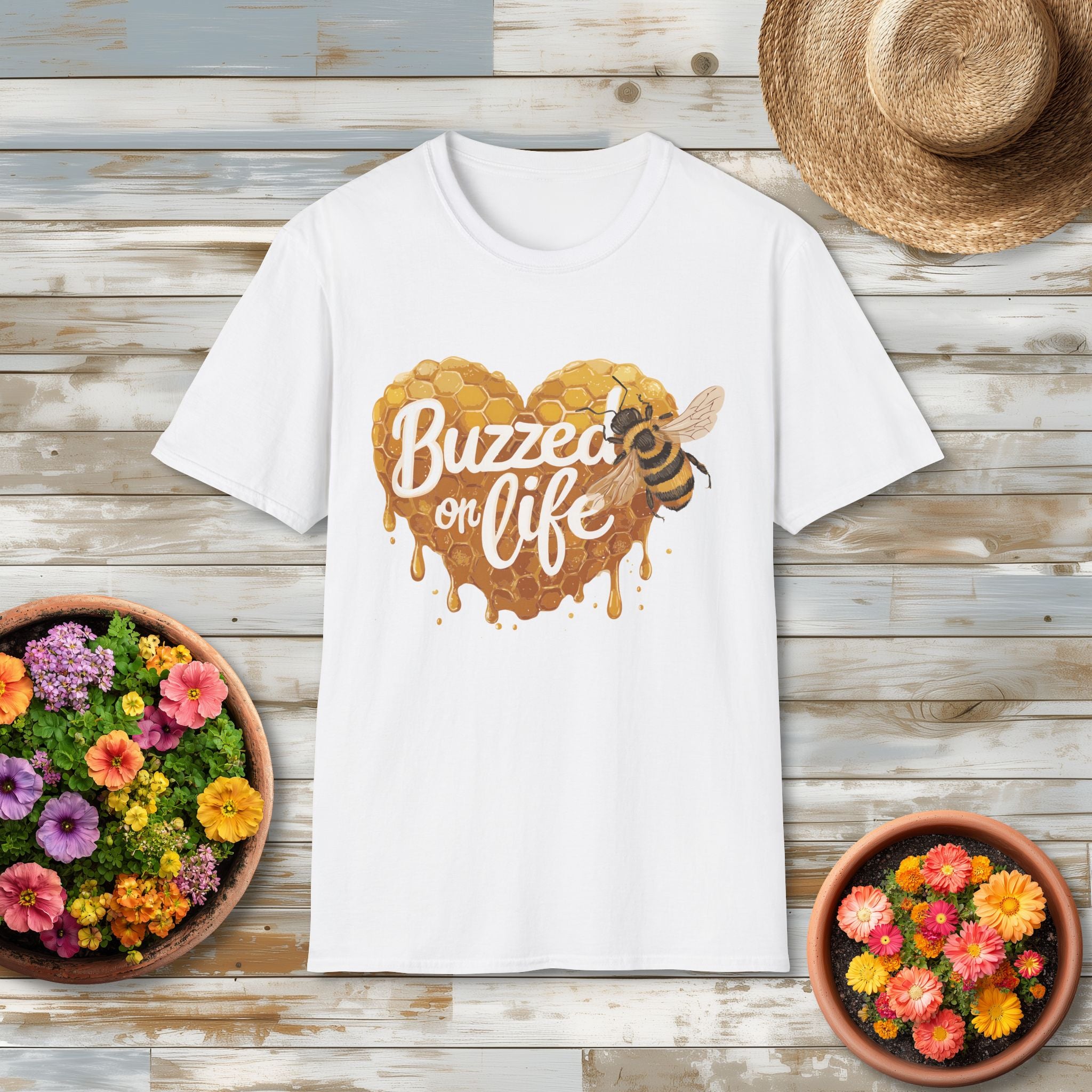 Buzzed on Life T-Shirt for Bee Lovers, Gardeners, Nature Lovers