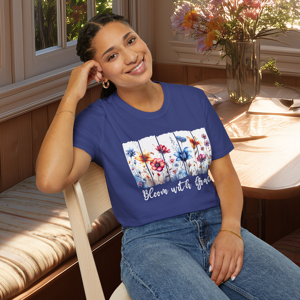 Bloom with Grace  Floral T-shirt for Nature and Flower Lovers