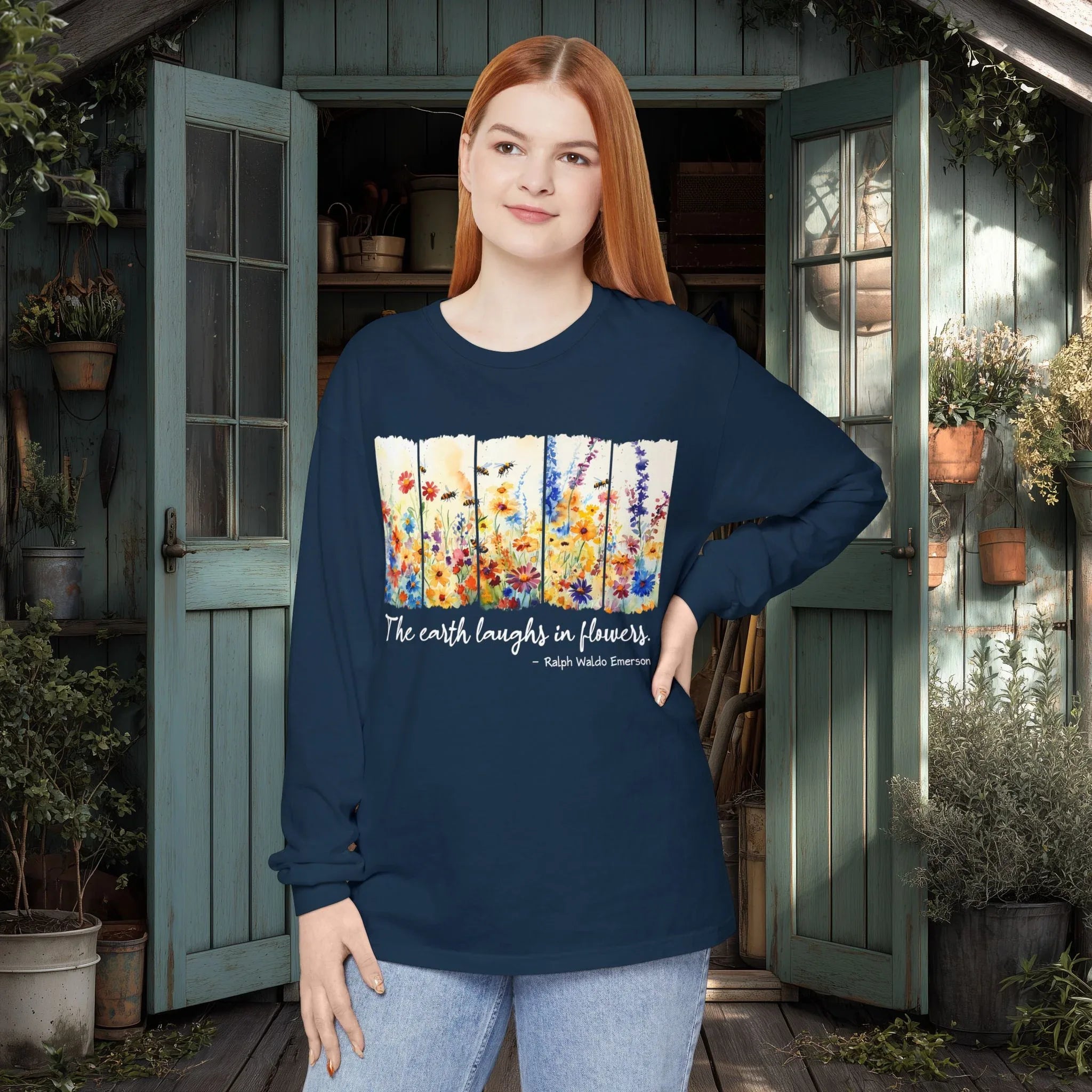 Earth Laughs in Flowers Long Sleeve Shirt – Emerson Wildflower Tee