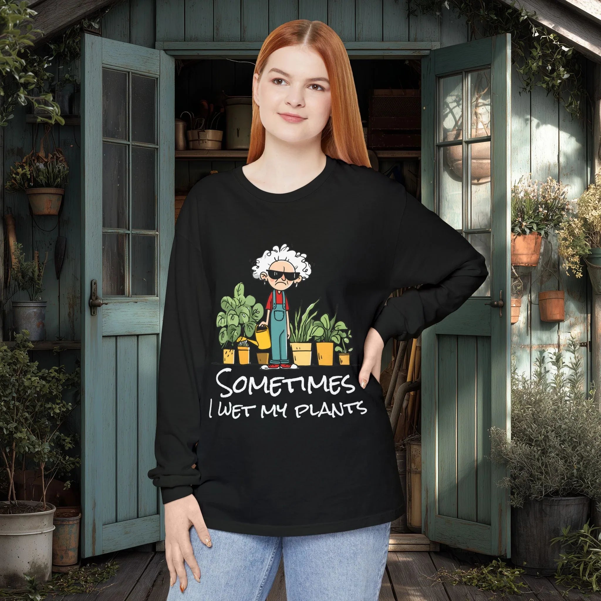 Grumpy Old Lady Sometimes I Wet My Plants Long Sleeve Tee