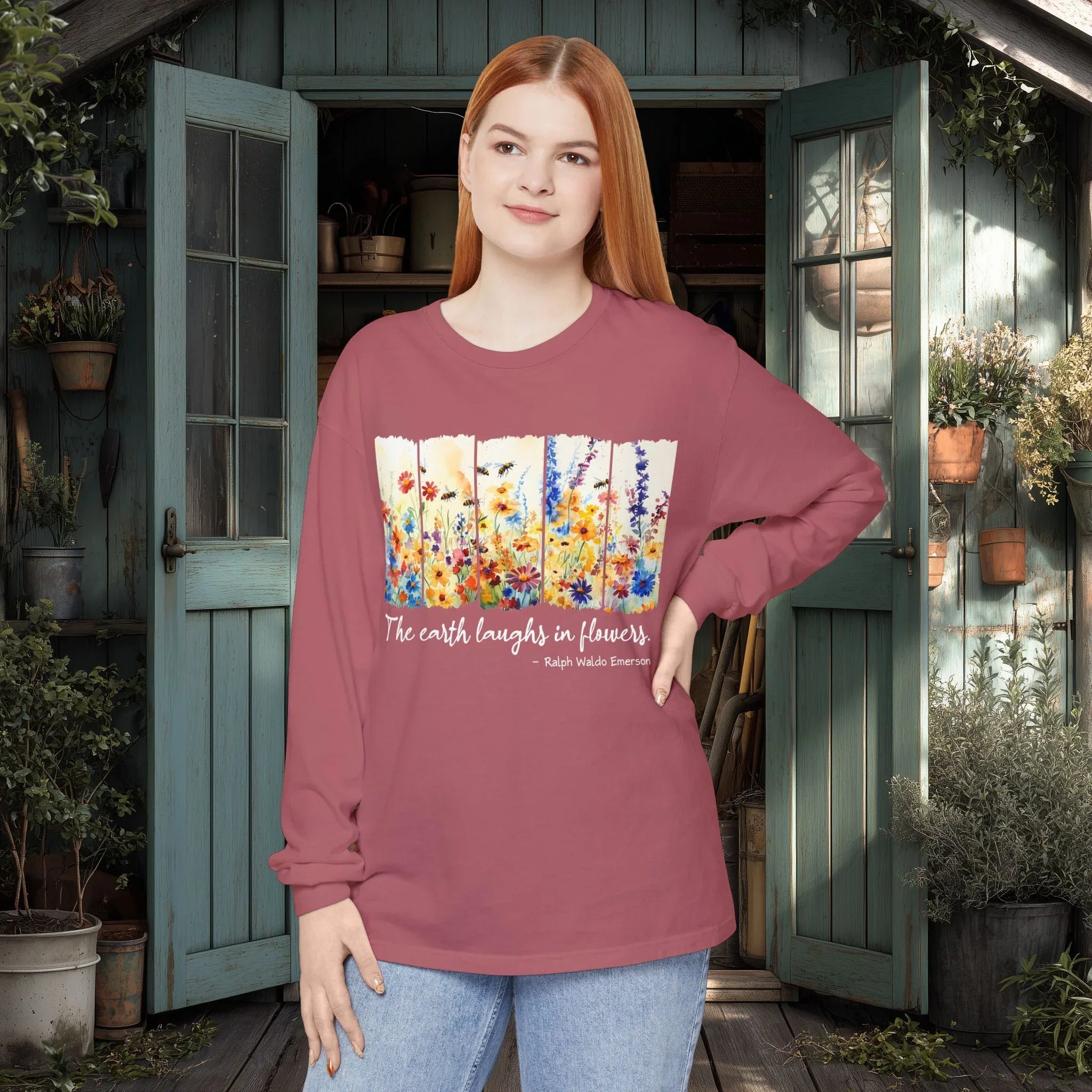 Earth Laughs in Flowers Long Sleeve Shirt – Emerson Wildflower Tee