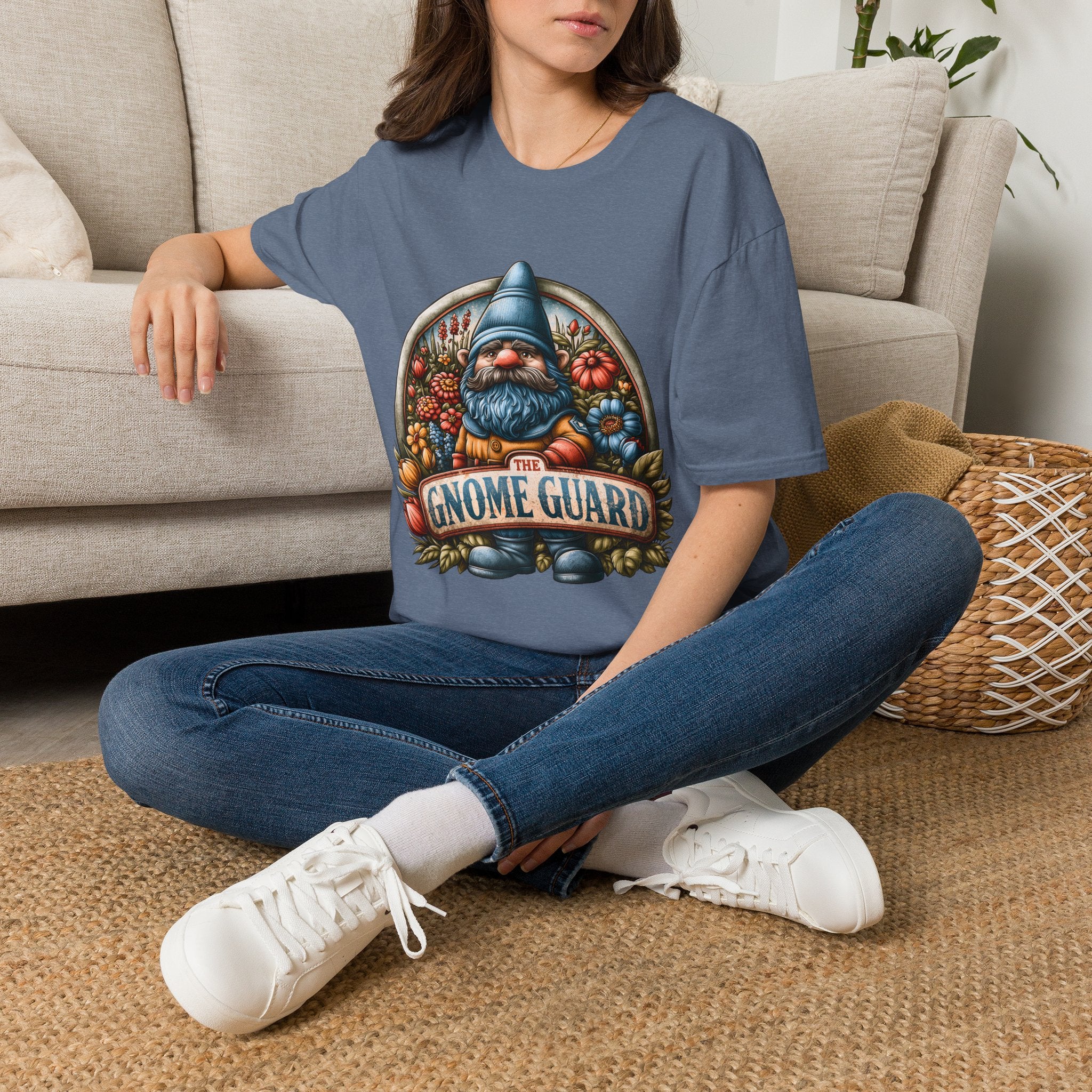 Funny Gnome Guard Garden Emblem T-shirt