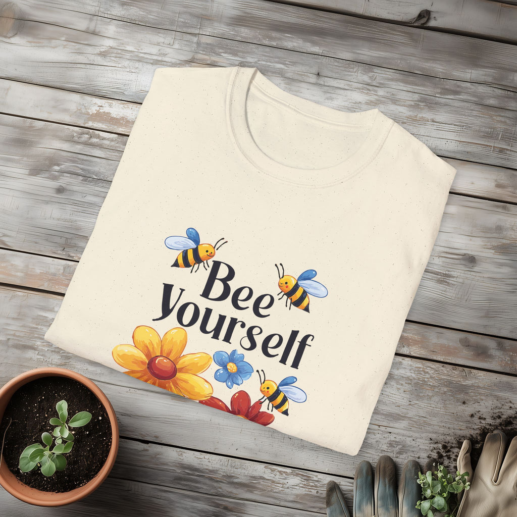 Bee Yourself Cartoon Bees and Flowers T-shirt for Nature and Bee Lovers