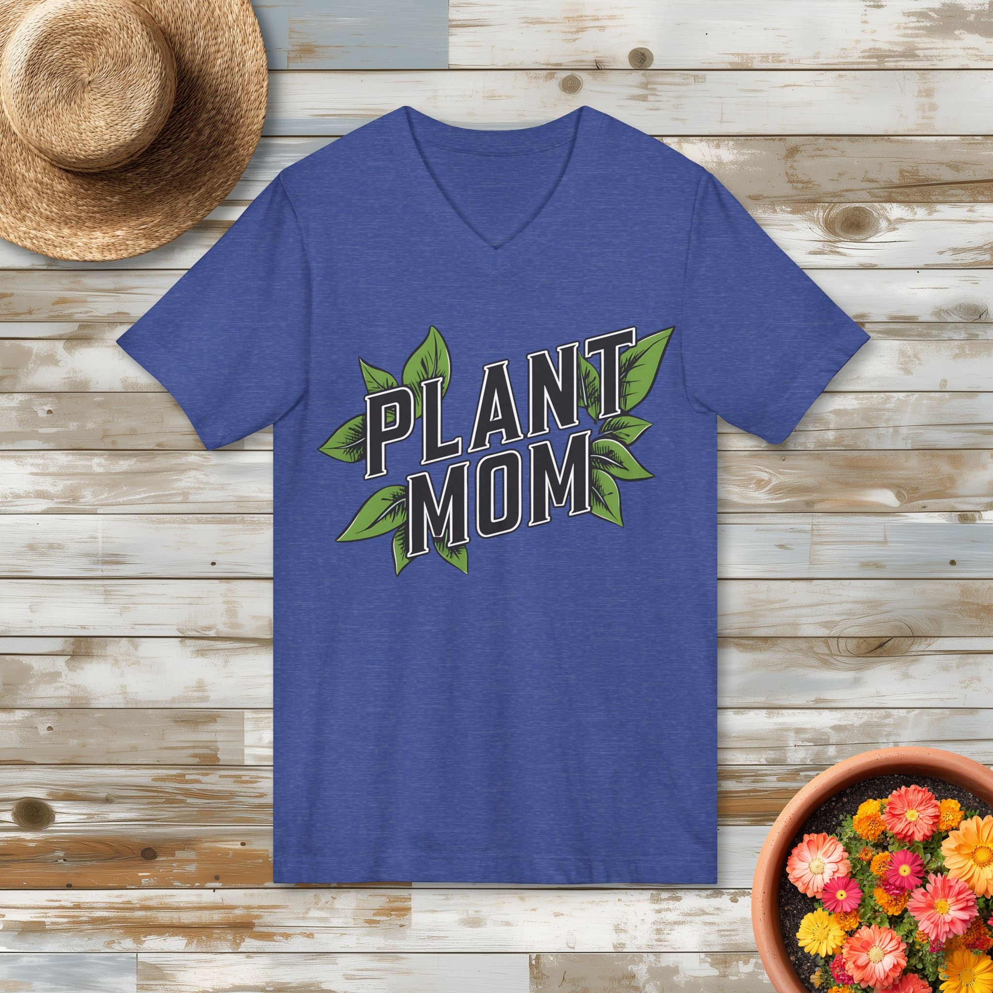 Plant Mom Varsity Shirt for Gardeners  V-Neck T-Shirt