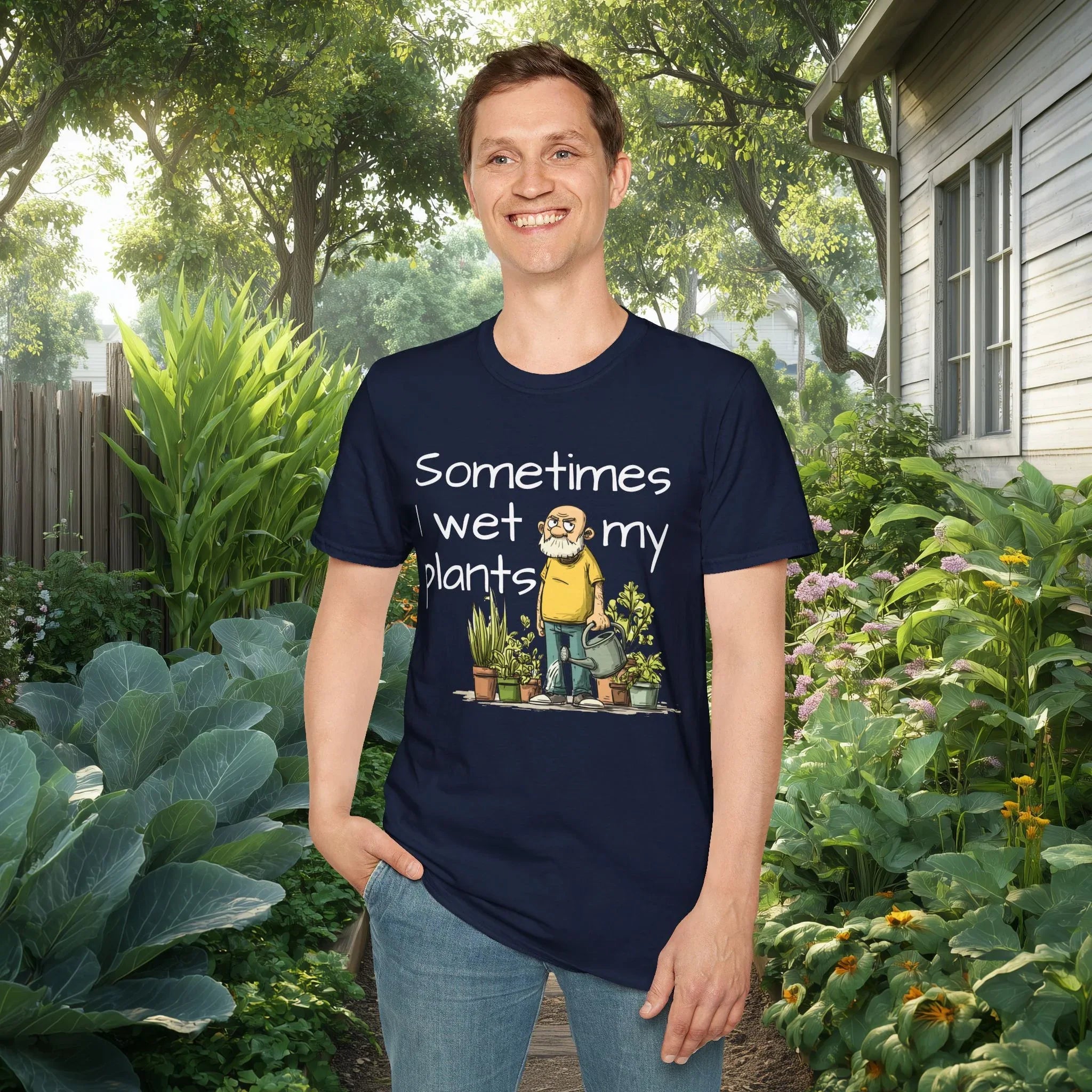Sometimes I Wet My Plants Funny Gardening T-Shirt – Grumpy Old Man