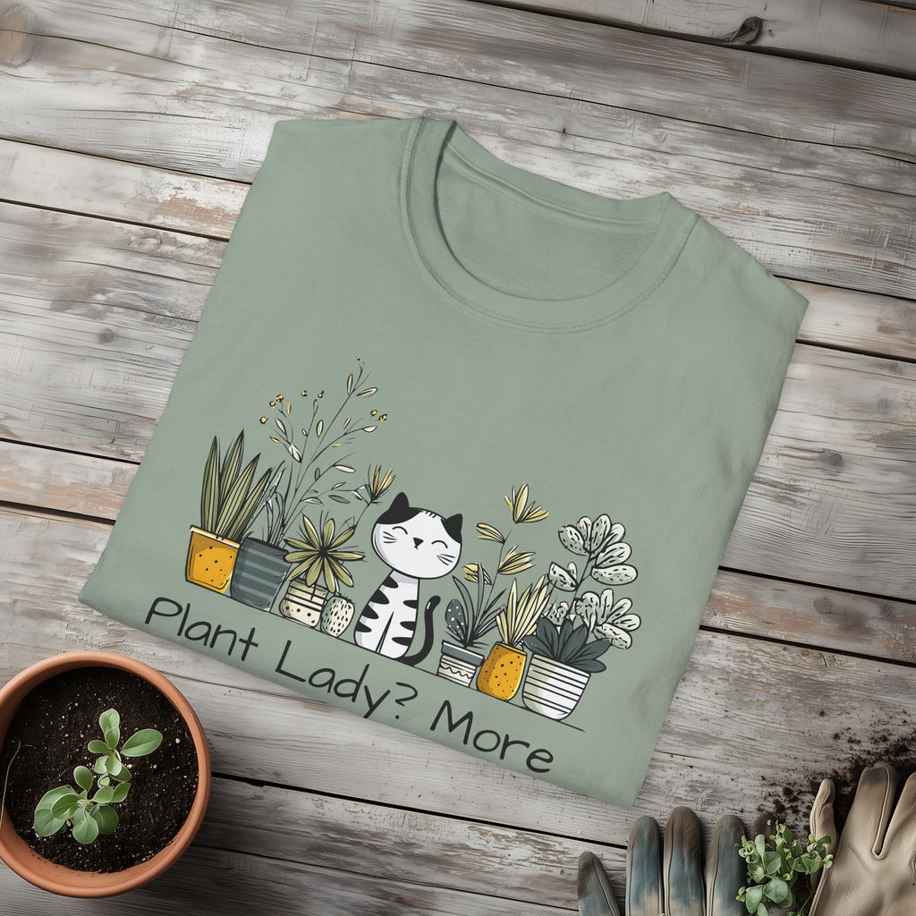 Dirt-Covered Chaos Coordinator T-Shirt – Funny Cat and Plant Life
